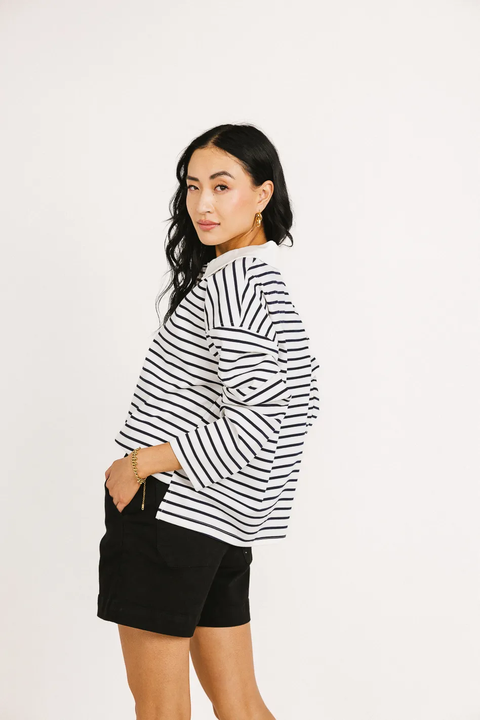 Layla Collared Striped Top - FINAL SALE - Image 4