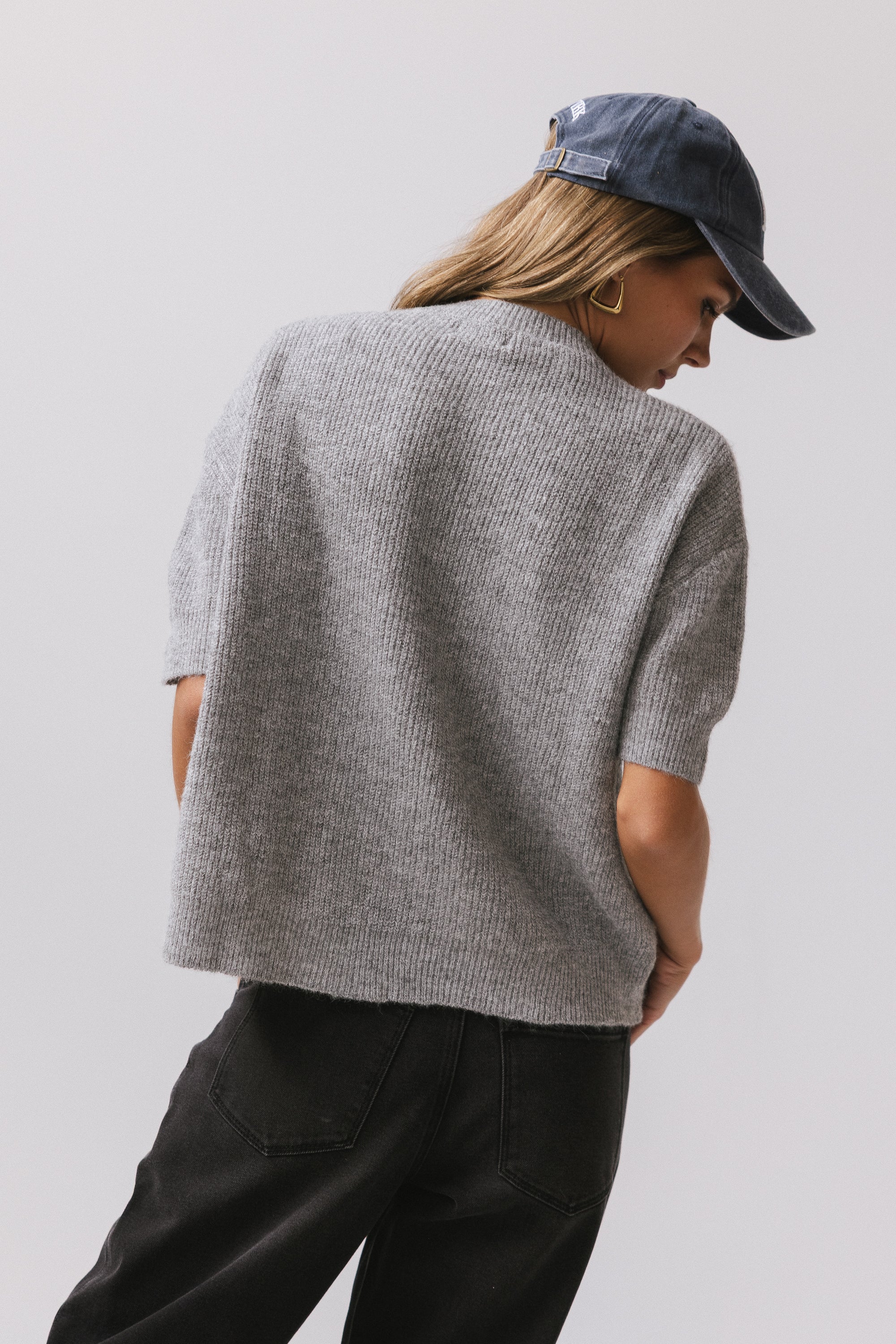 Leah Knit Cardigan in Heather Grey - FINAL SALE - Image 3