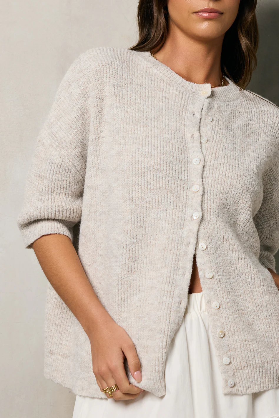 Leah Knit Cardigan in Oatmeal - Image 6