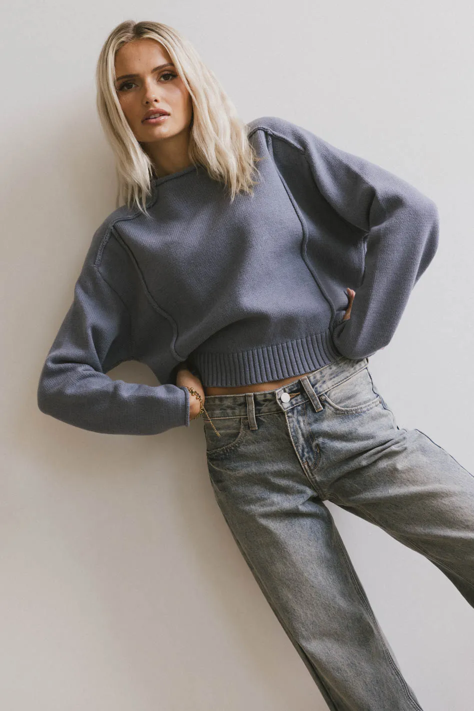 Leander Knit Sweater in Dark Blue - FINAL SALE