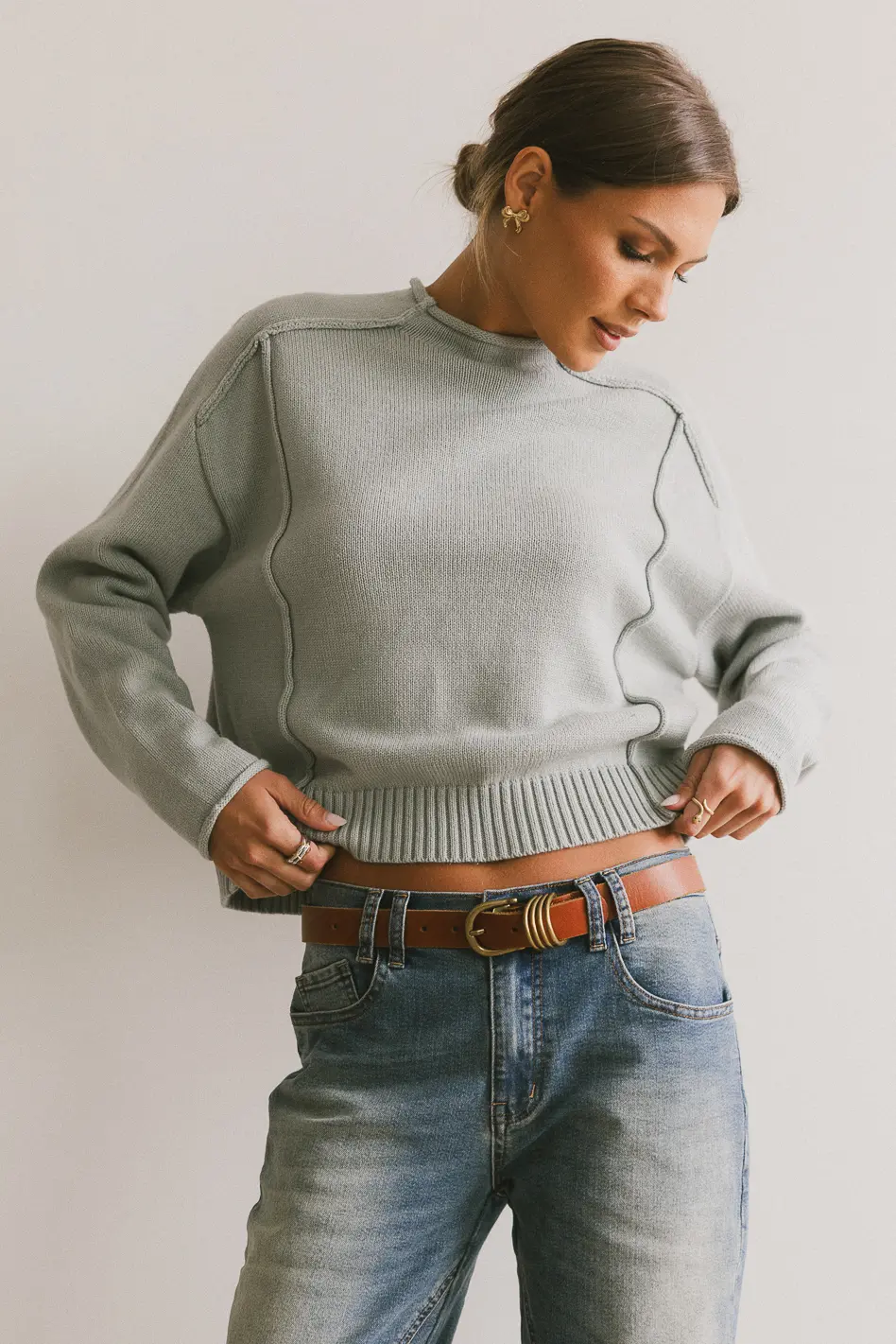 Leander Knit Sweater in Dusty Blue - FINAL SALE