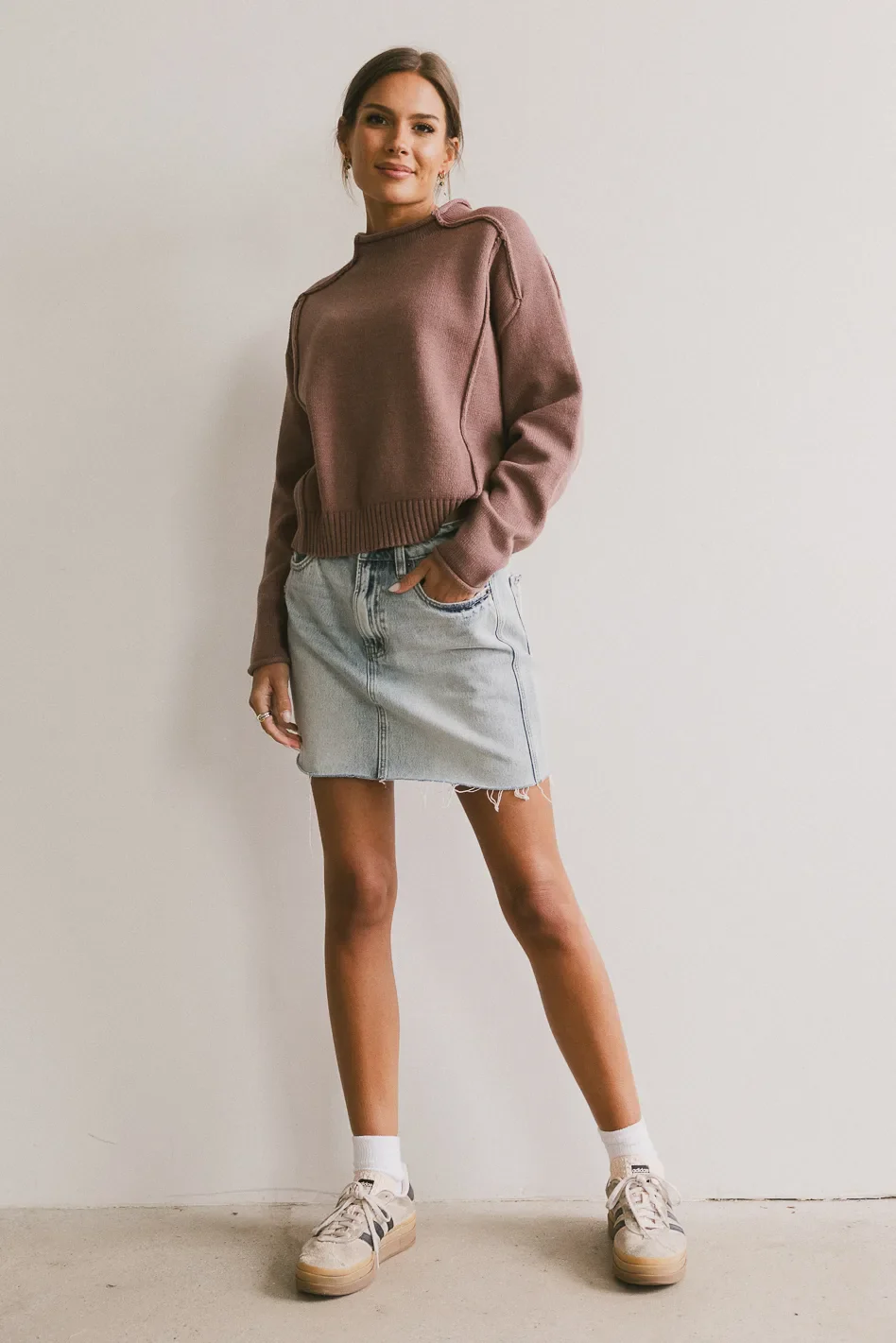 Leander Knit Sweater in Mauve - FINAL SALE - Image 4