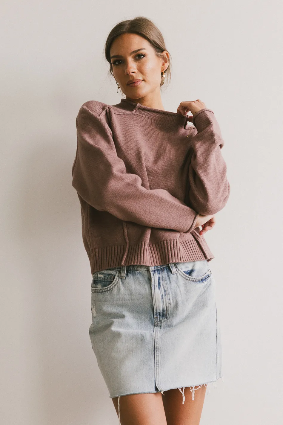 Leander Knit Sweater in Mauve - FINAL SALE - Image 5