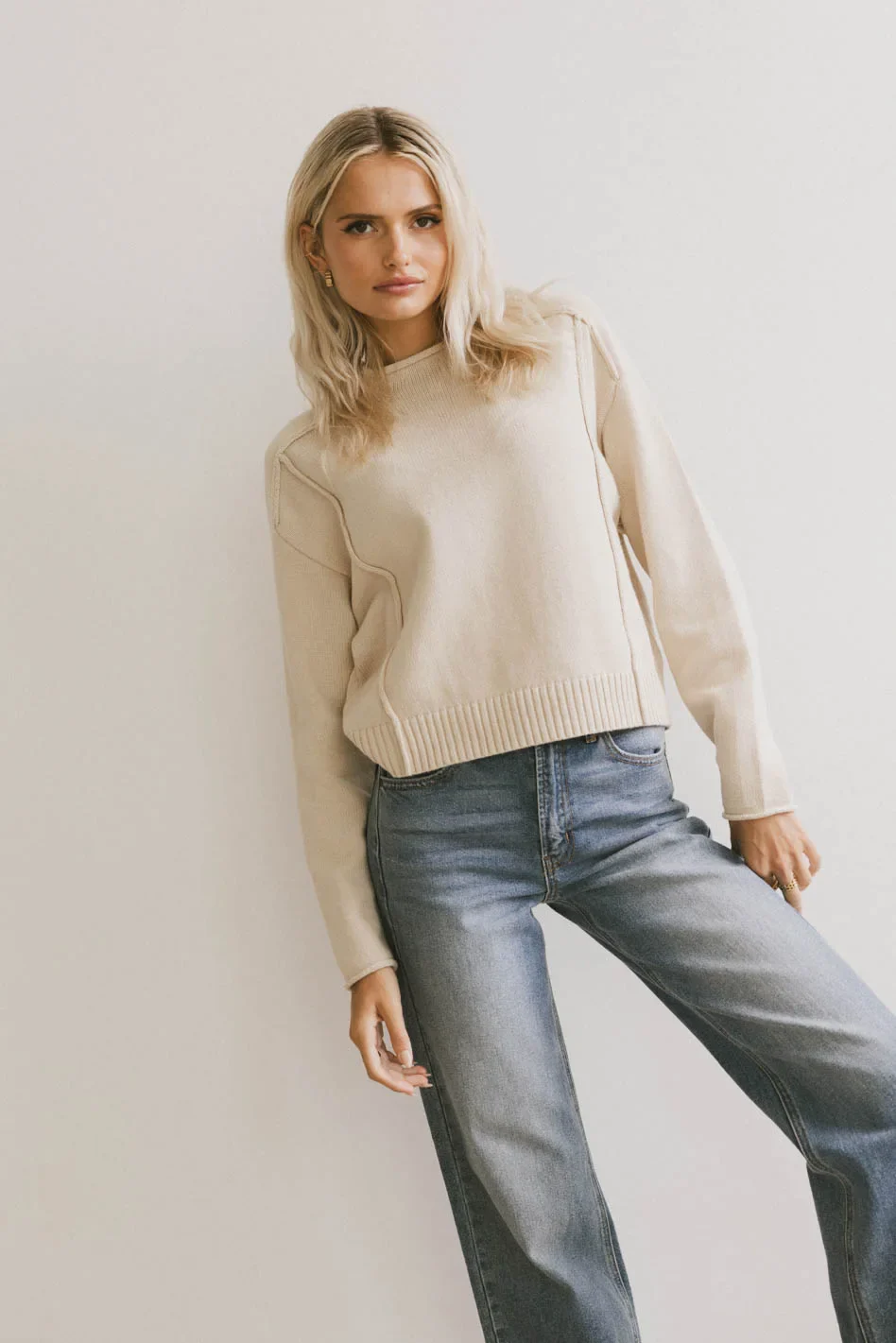 Leander Knit Sweater in Oatmeal - FINAL SALE - Image 3