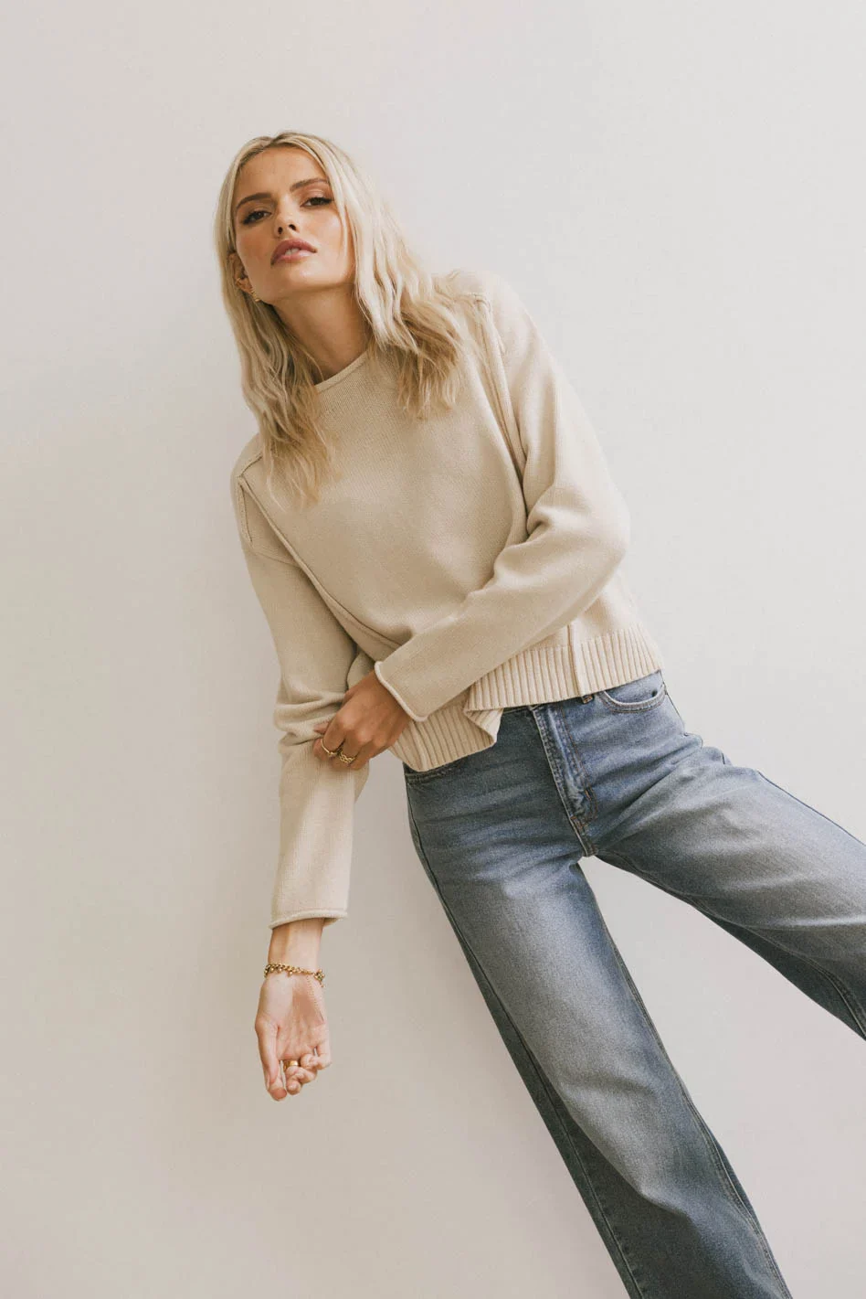 Leander Knit Sweater in Oatmeal - FINAL SALE - Image 5