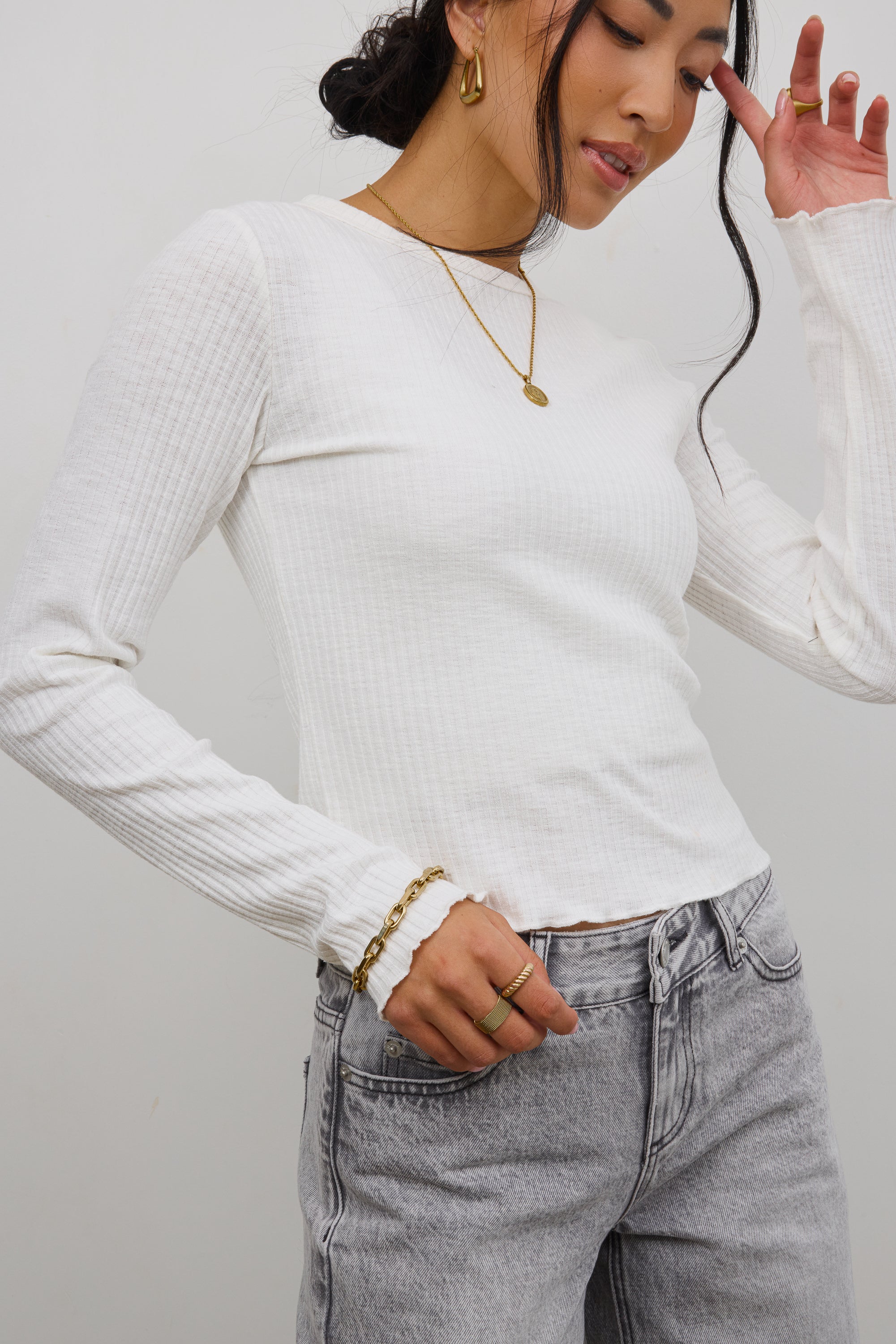 Leif Knit Top in White - FINAL SALE