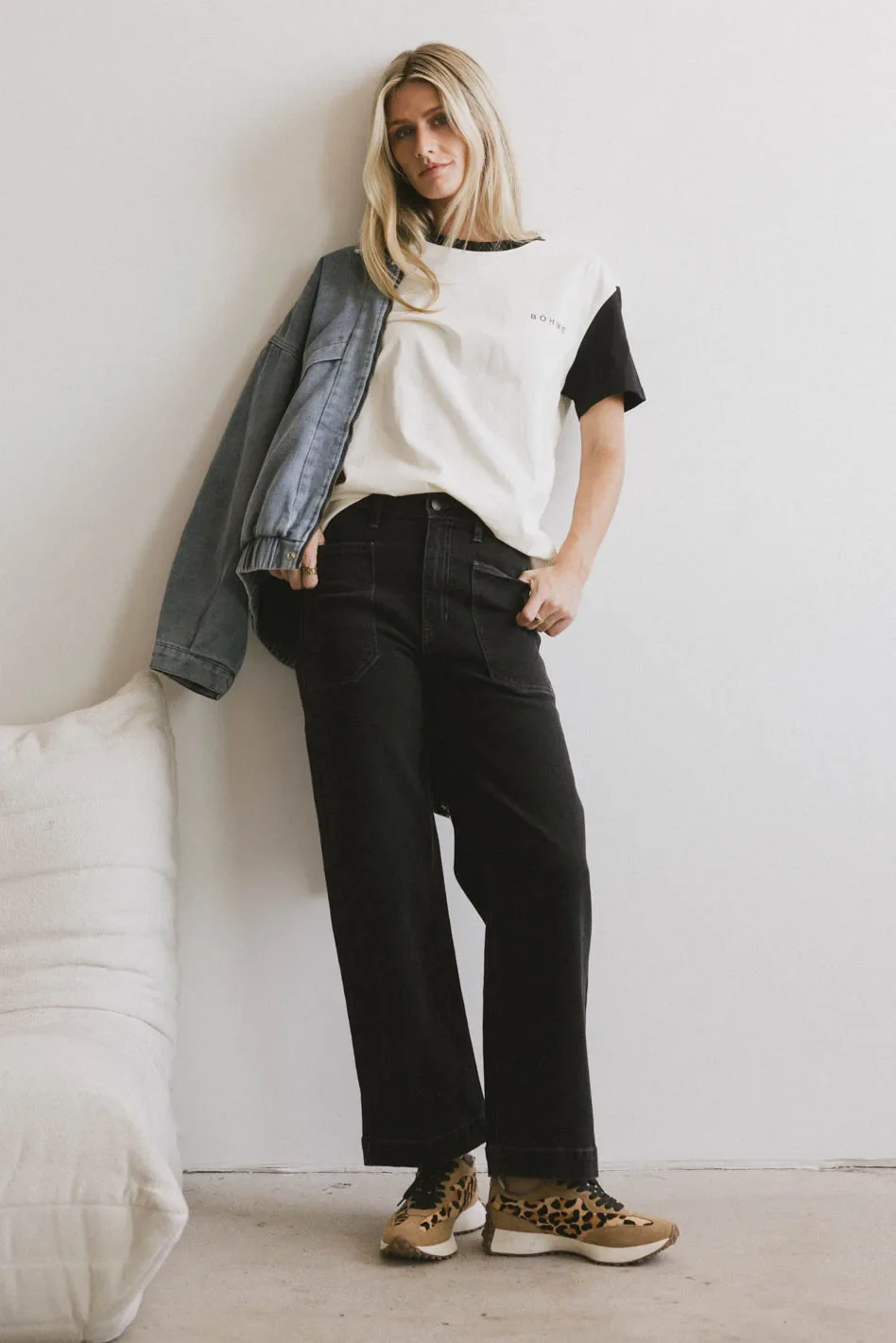 Leila Wide Leg Jeans in Black - Image 3