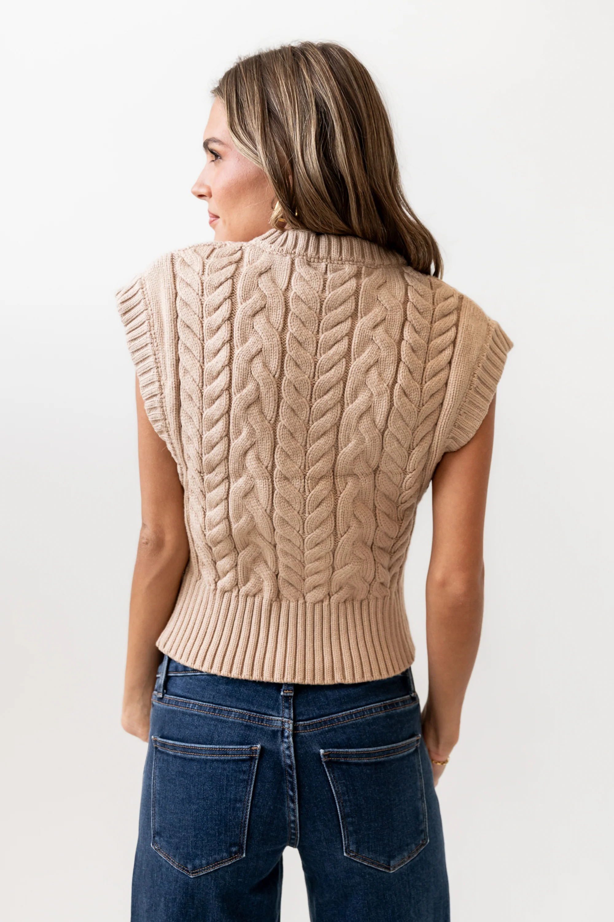 Lennie Cable Knit Top in Taupe - FINAL SALE - Image 2