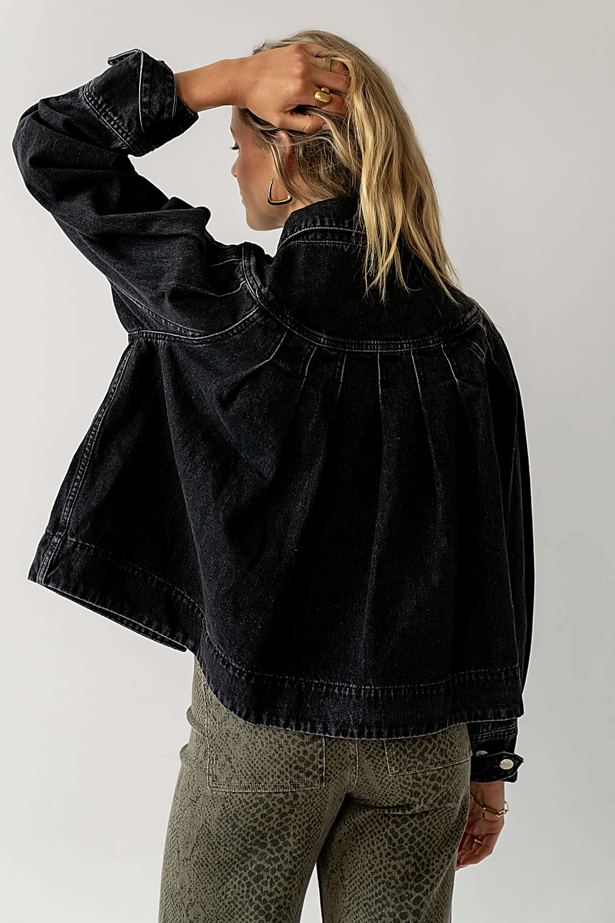 Lennon Denim Jacket in Washed Black - FINAL SALE - Image 5