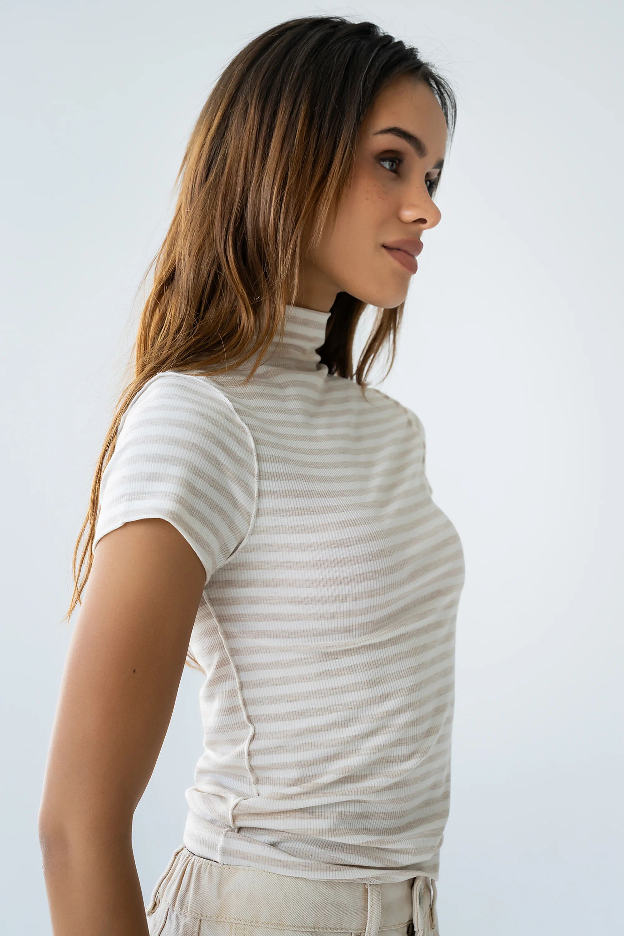 Lennon Striped Top in Oatmeal - Image 5