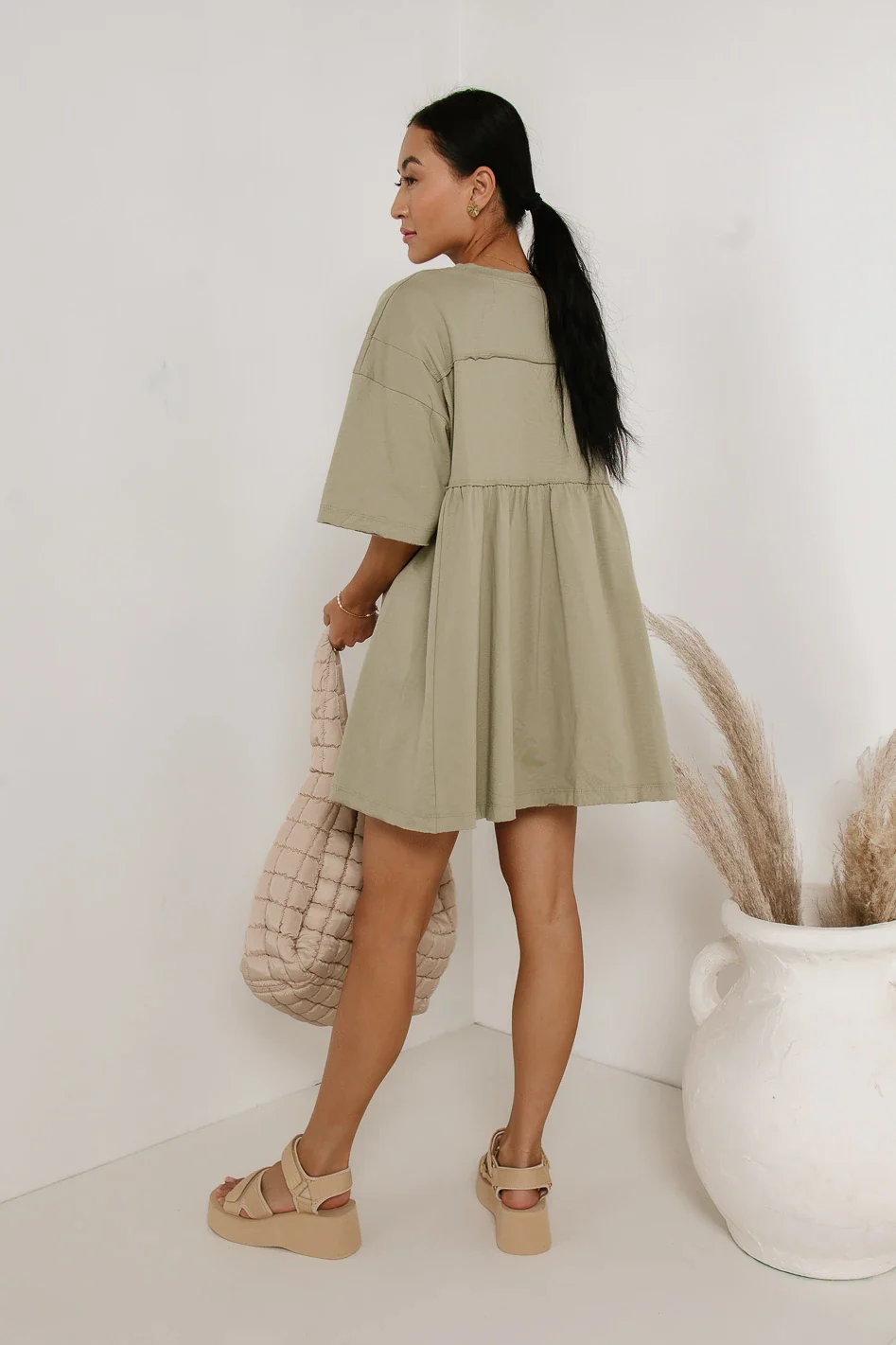 Lennox Mini Dress in Olive - FINAL SALE - Image 5