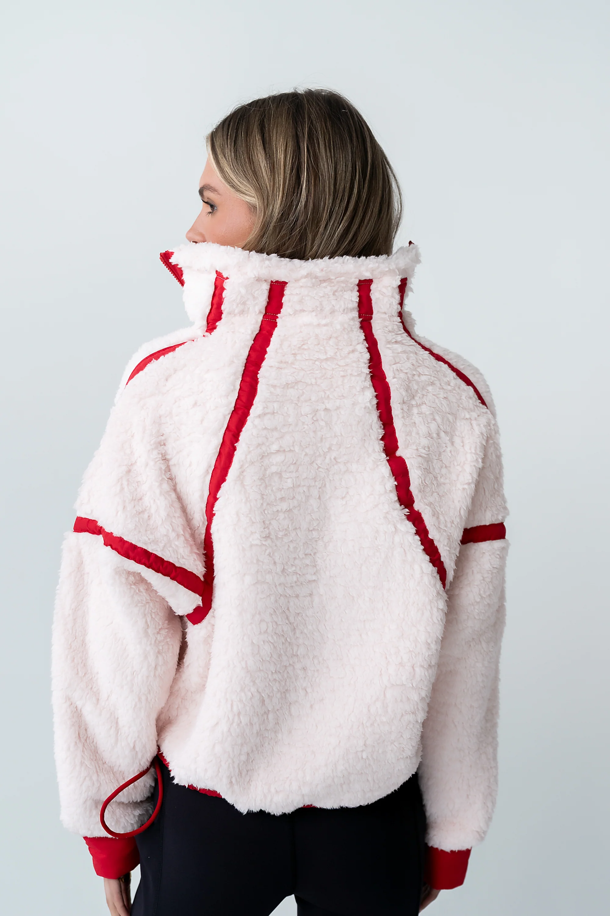 Lenny Sherpa Half Zip in Pink - Image 4