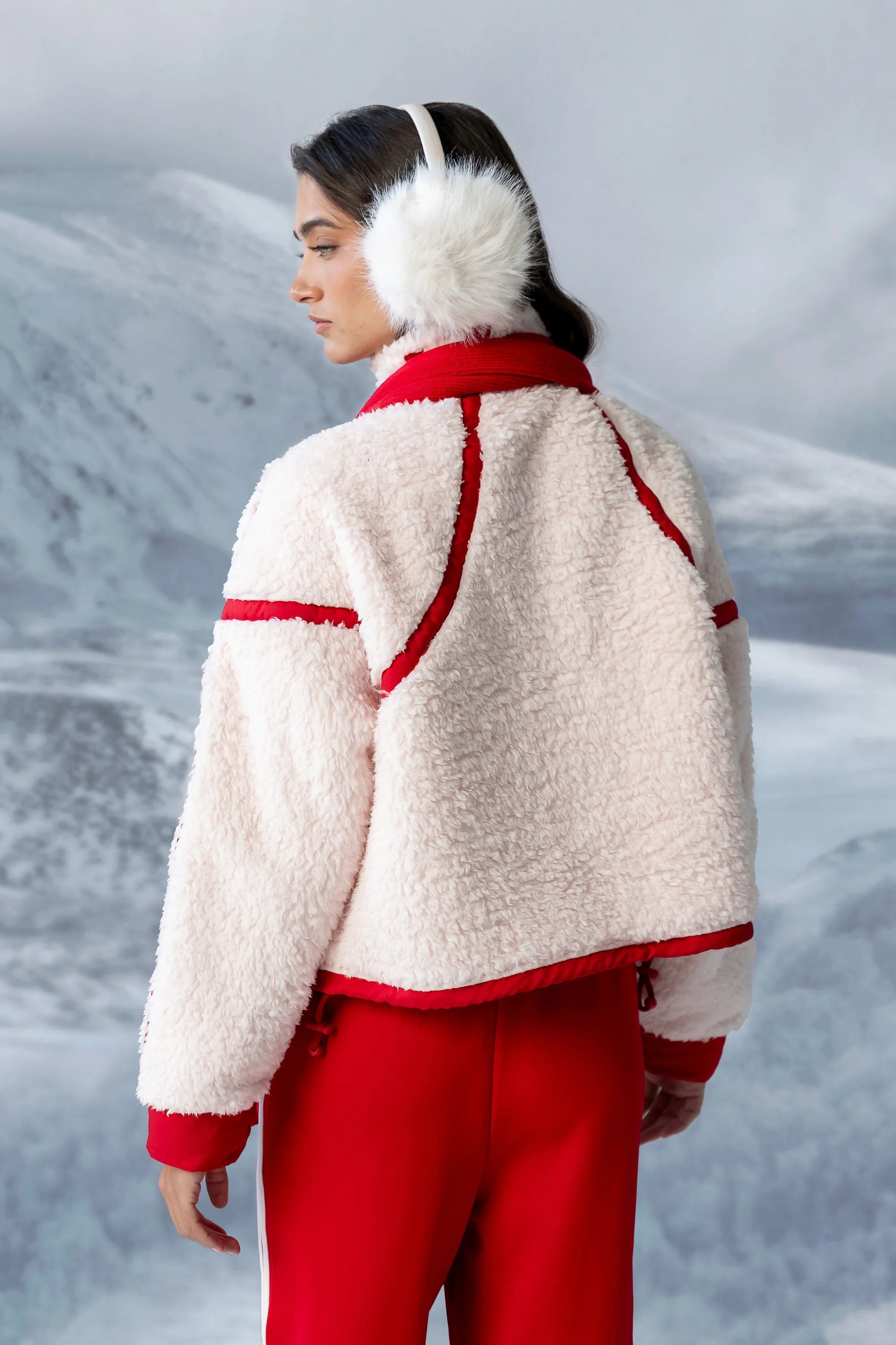 Lenny Sherpa Half Zip in Pink - Image 6
