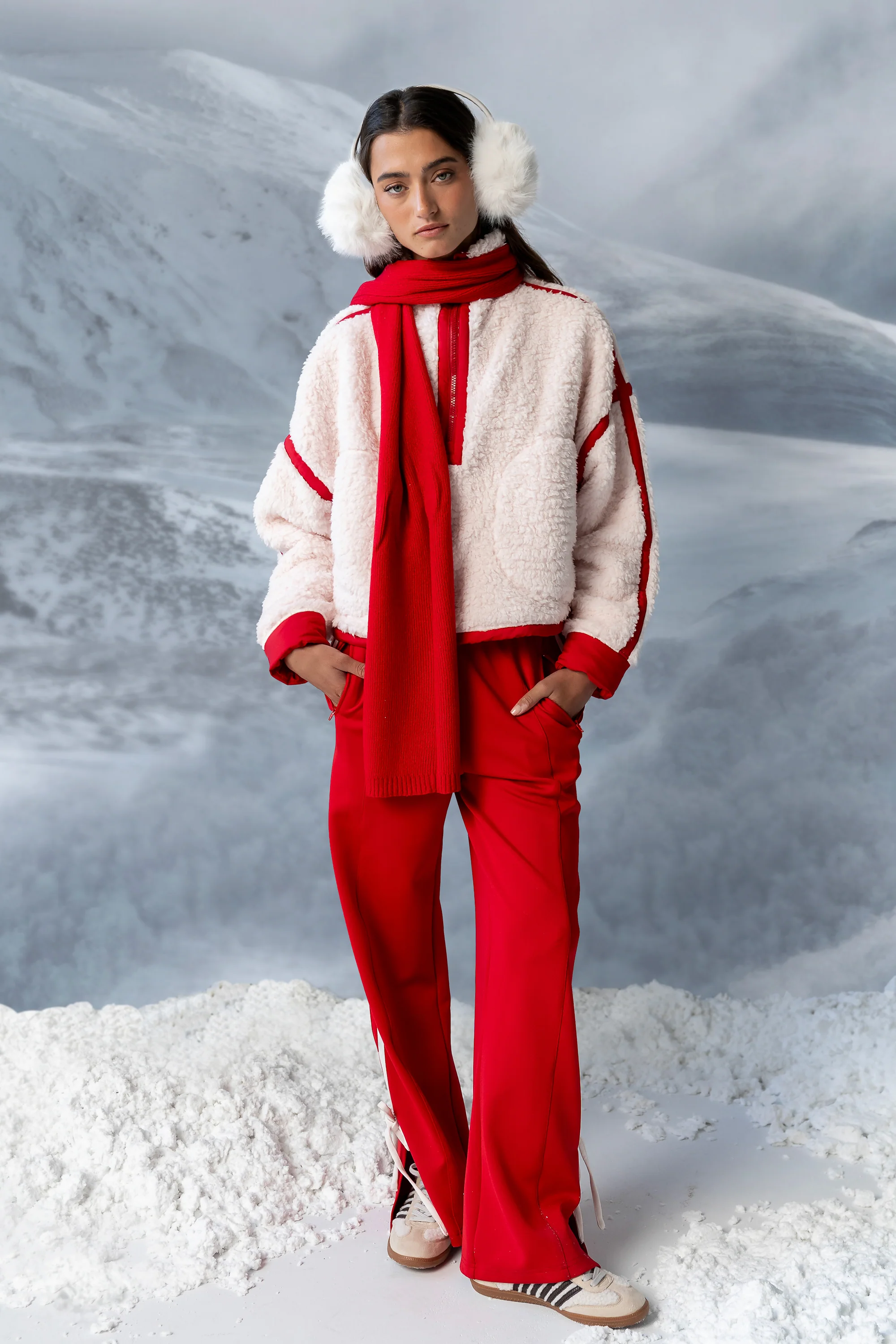 Lenny Sherpa Half Zip in Pink - Image 7