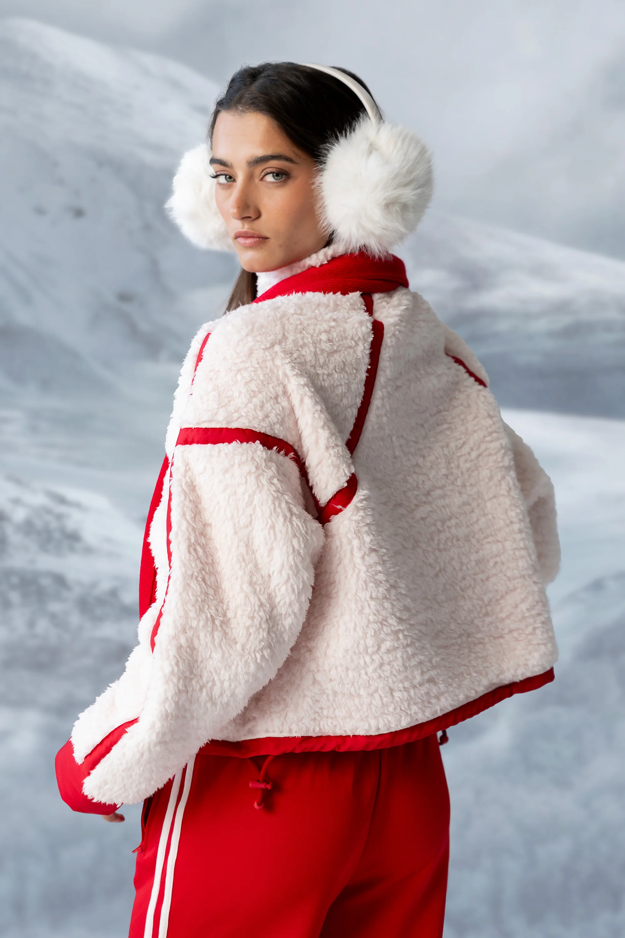 Lenny Sherpa Half Zip in Pink - Image 8