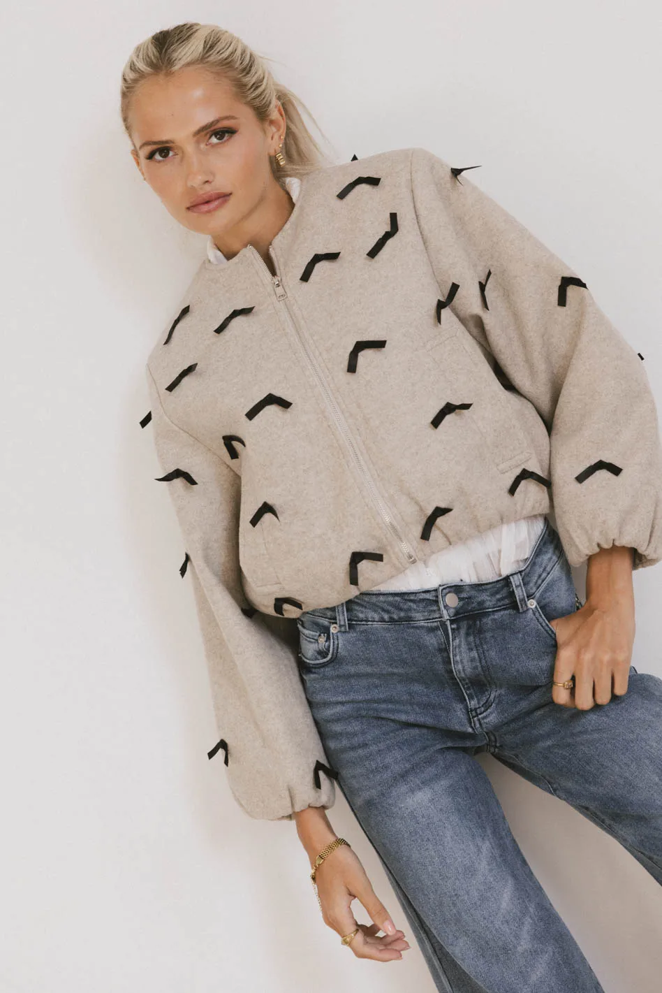 Leona Mini Bows Bomber Jacket - FINAL SALE - Image 5