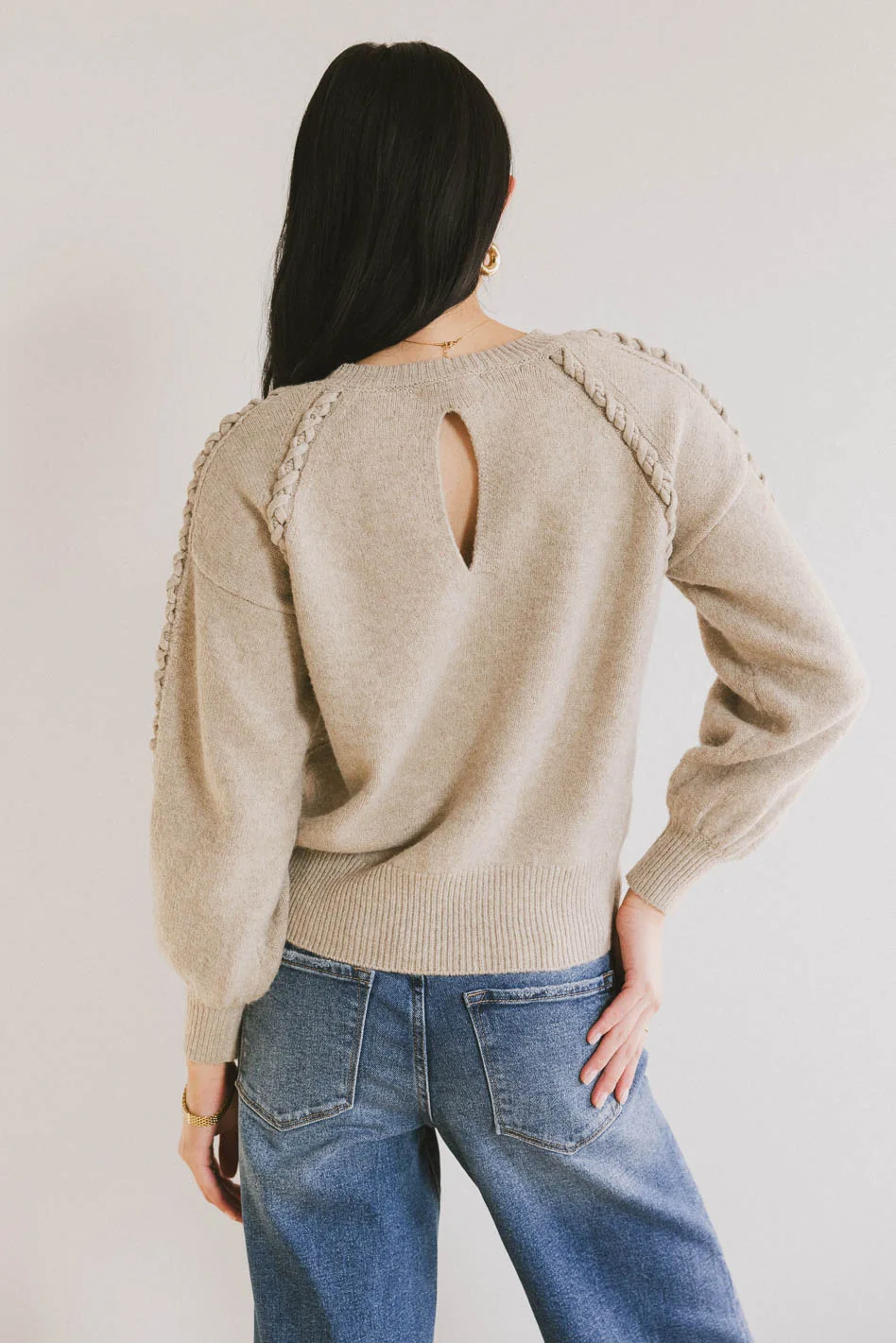 Leony Braided Sweater in Oatmeal - FINAL SALE - Image 5
