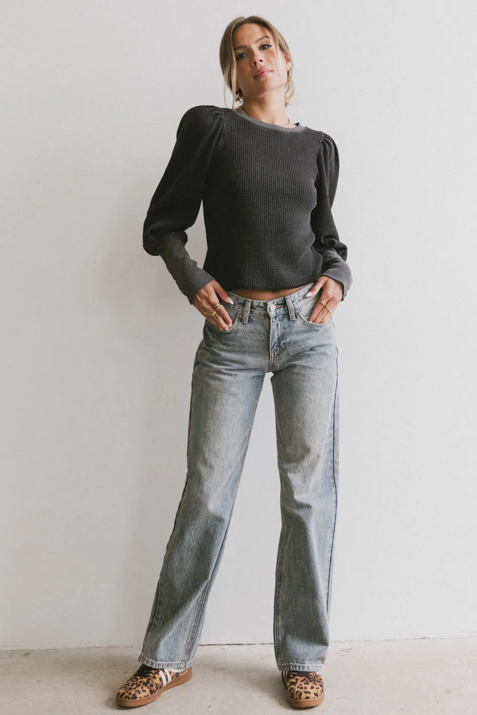 Lettie Waffle Knit Top in Black - FINAL SALE - Image 4