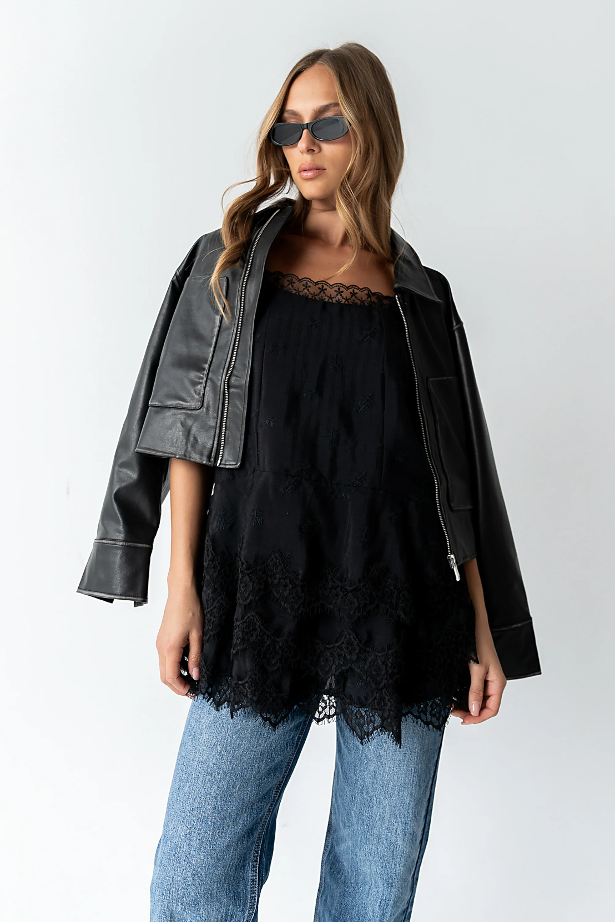 Lewis Lace Mini Dress in Black - FINAL SALE - Image 3