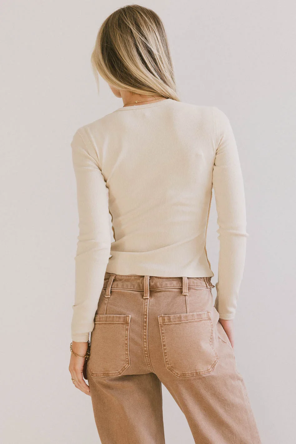 Lexie Ribbed Top in Beige - FINAL SALE - Image 3