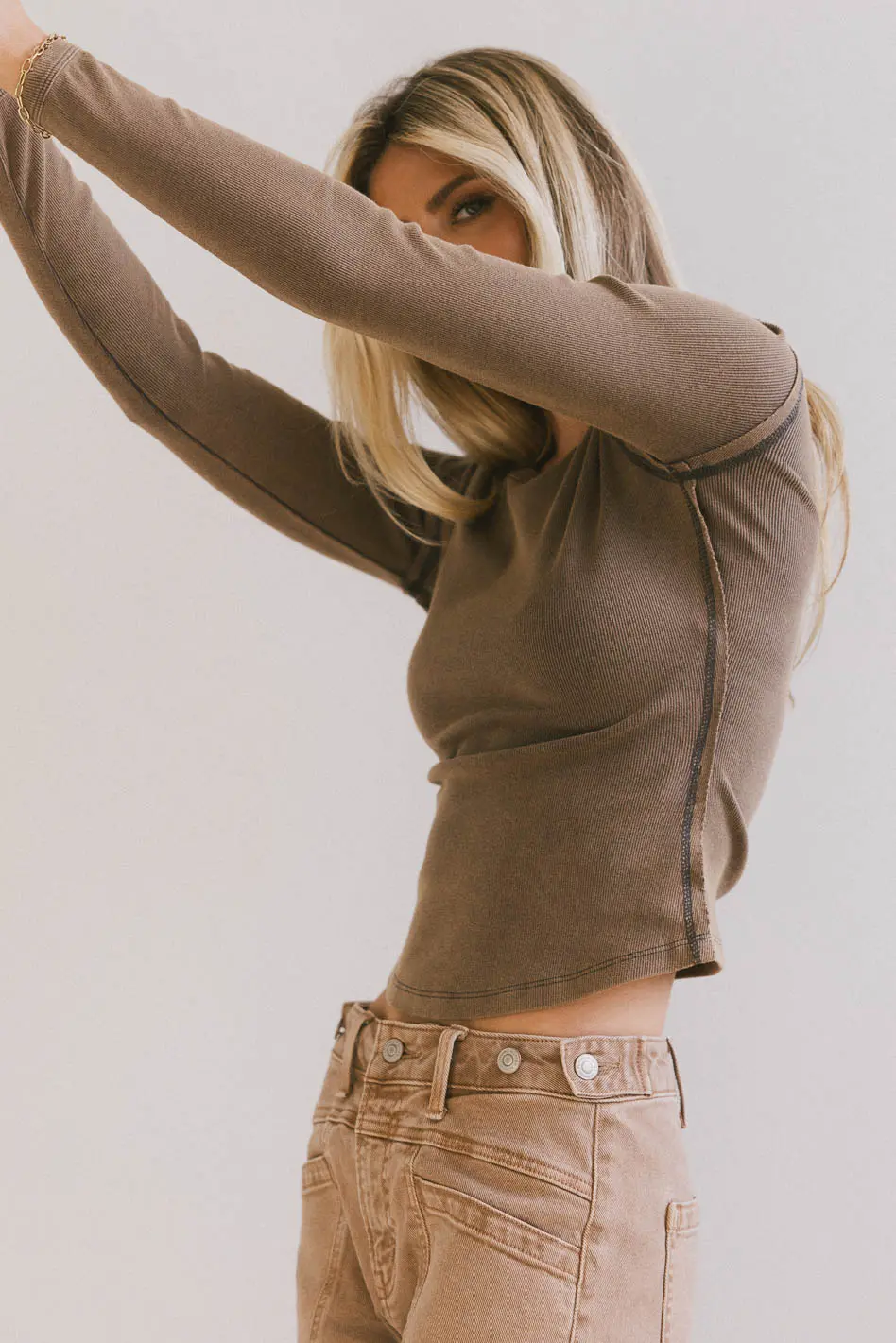 Lexie Ribbed Top in Charcoal - FINAL SALE - Image 2