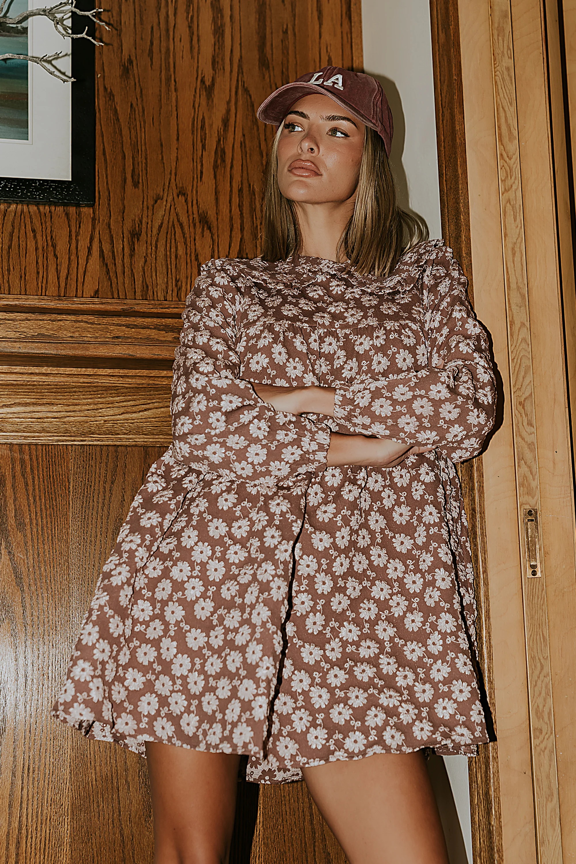 Liam Floral Mini Dress in Mauve - FINAL SALE - Image 3