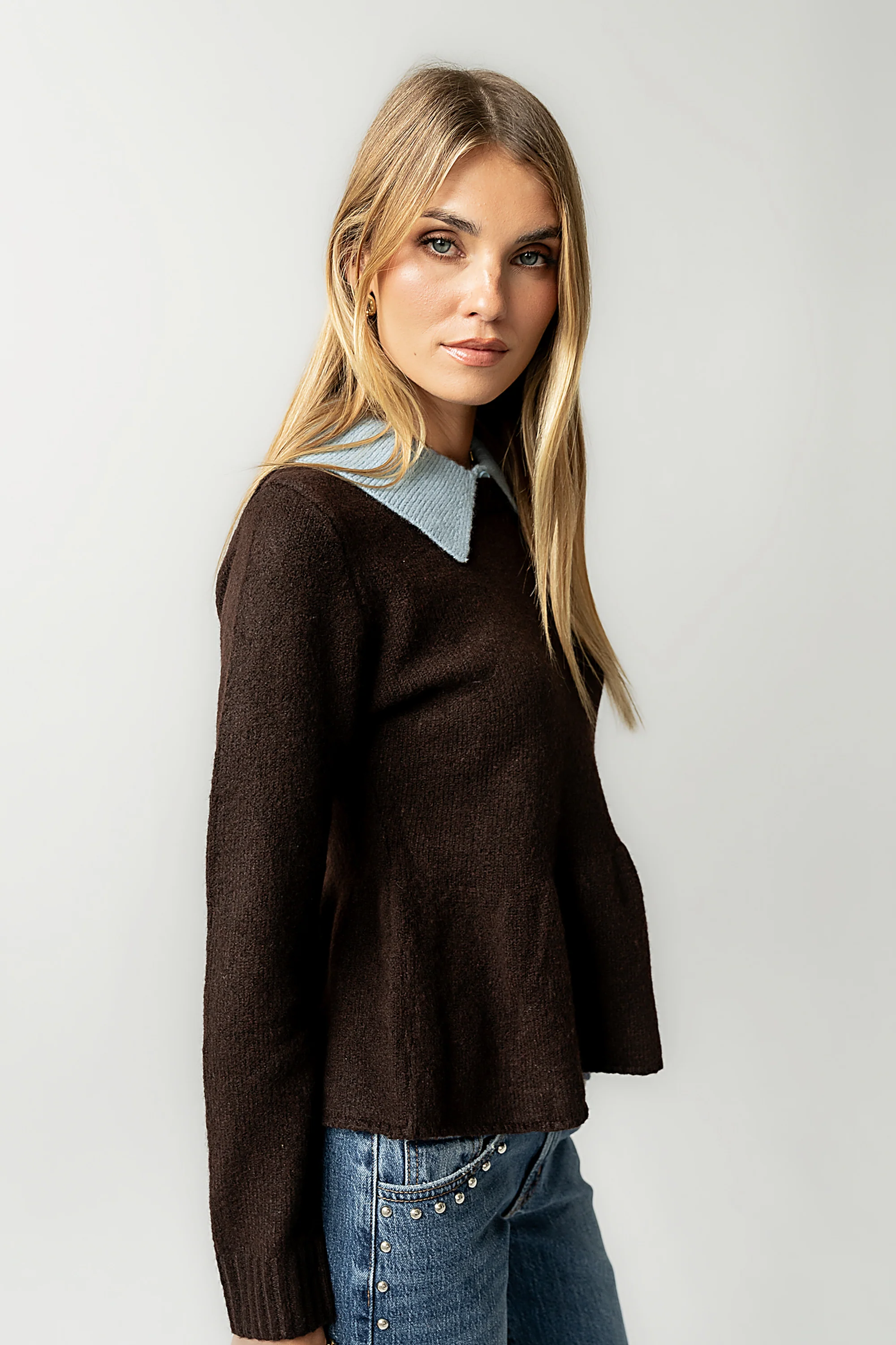 Libby Peplum Sweater in Brown - FINAL SALE - Image 6
