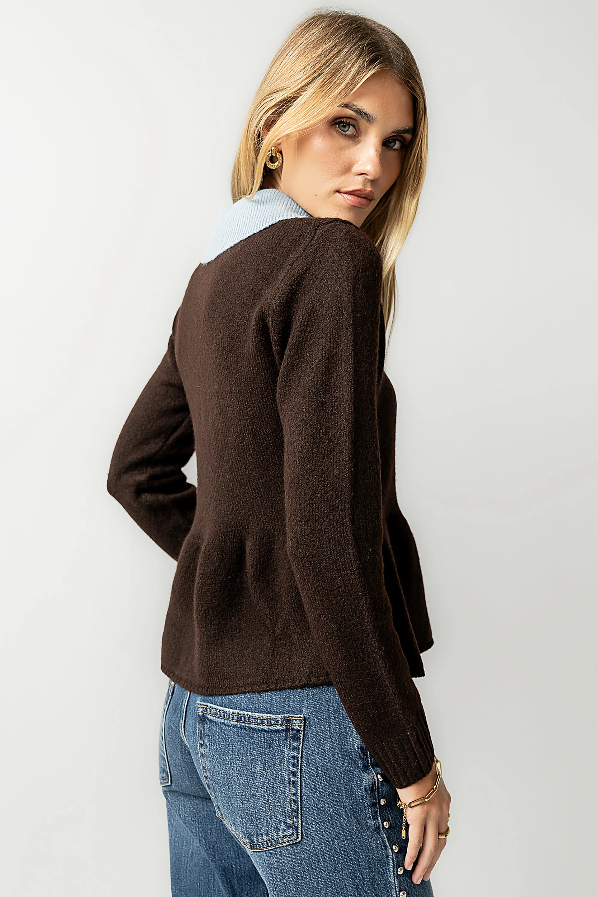 Libby Peplum Sweater in Brown - FINAL SALE - Image 8