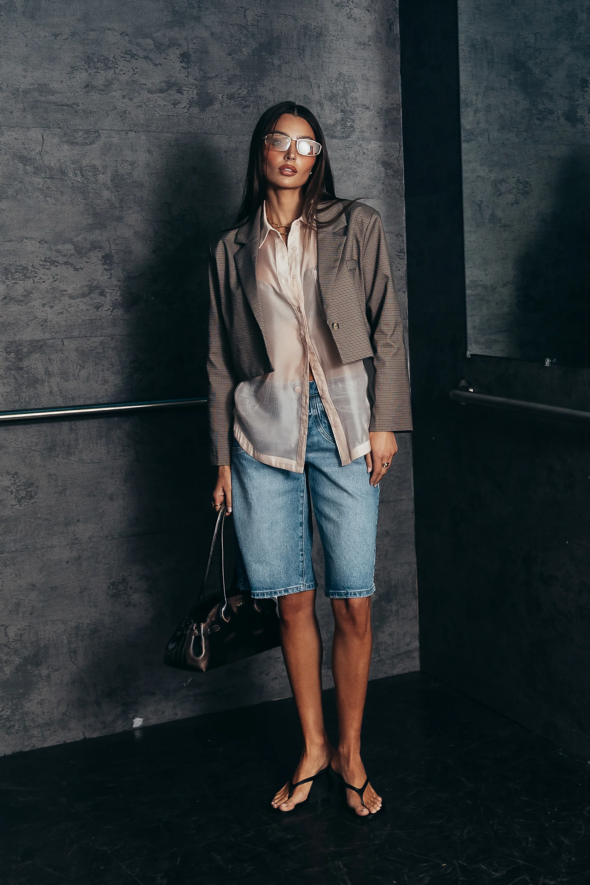 Liberty Sheer Button Up Blouse in Blush - FINAL SALE - Image 2