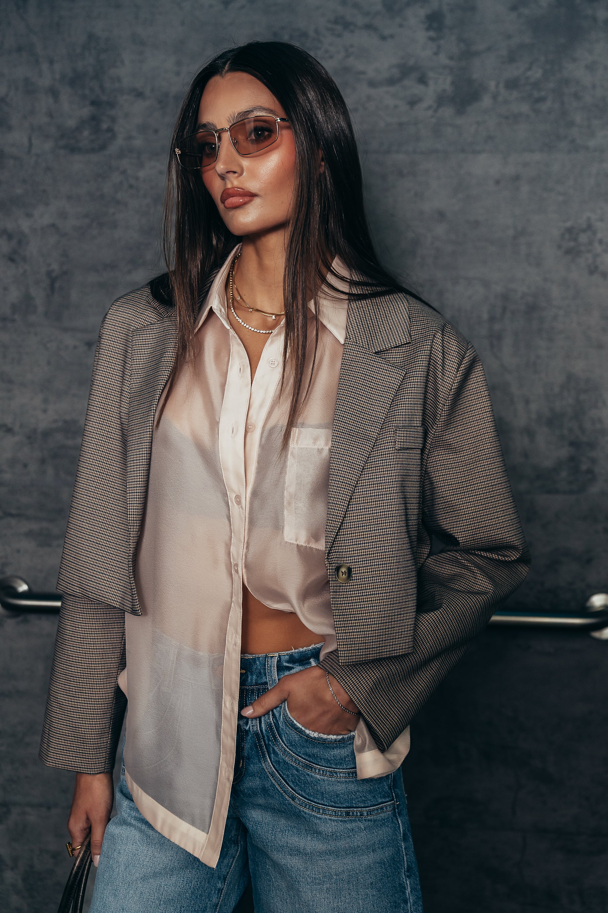 Liberty Sheer Button Up Blouse in Blush - FINAL SALE - Image 3