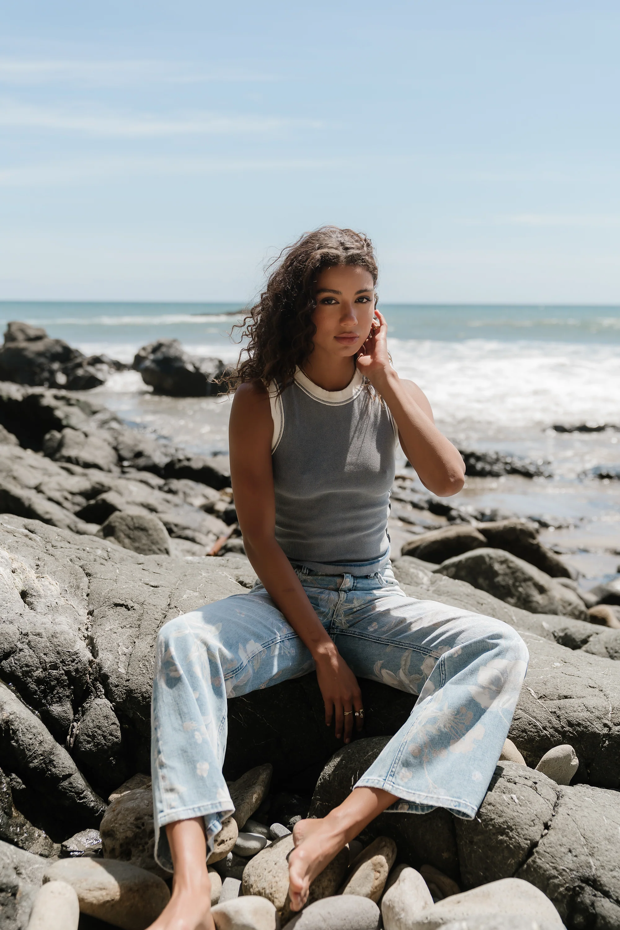 Lilah Reverse Seam Tank in Indigo - Image 3