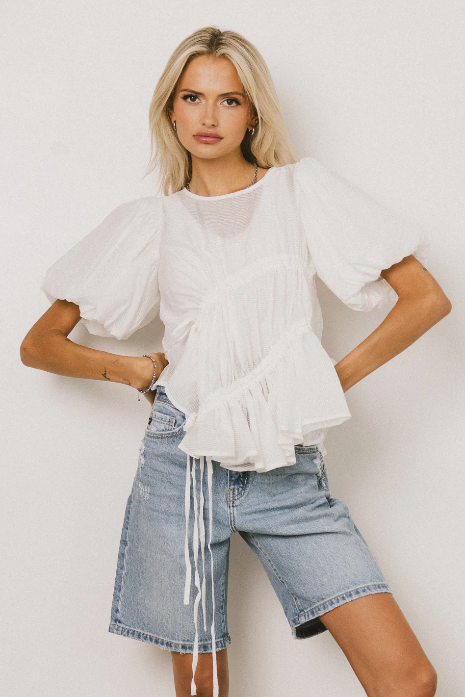 Lillian Distressed Denim Shorts - FINAL SALE - Image 6
