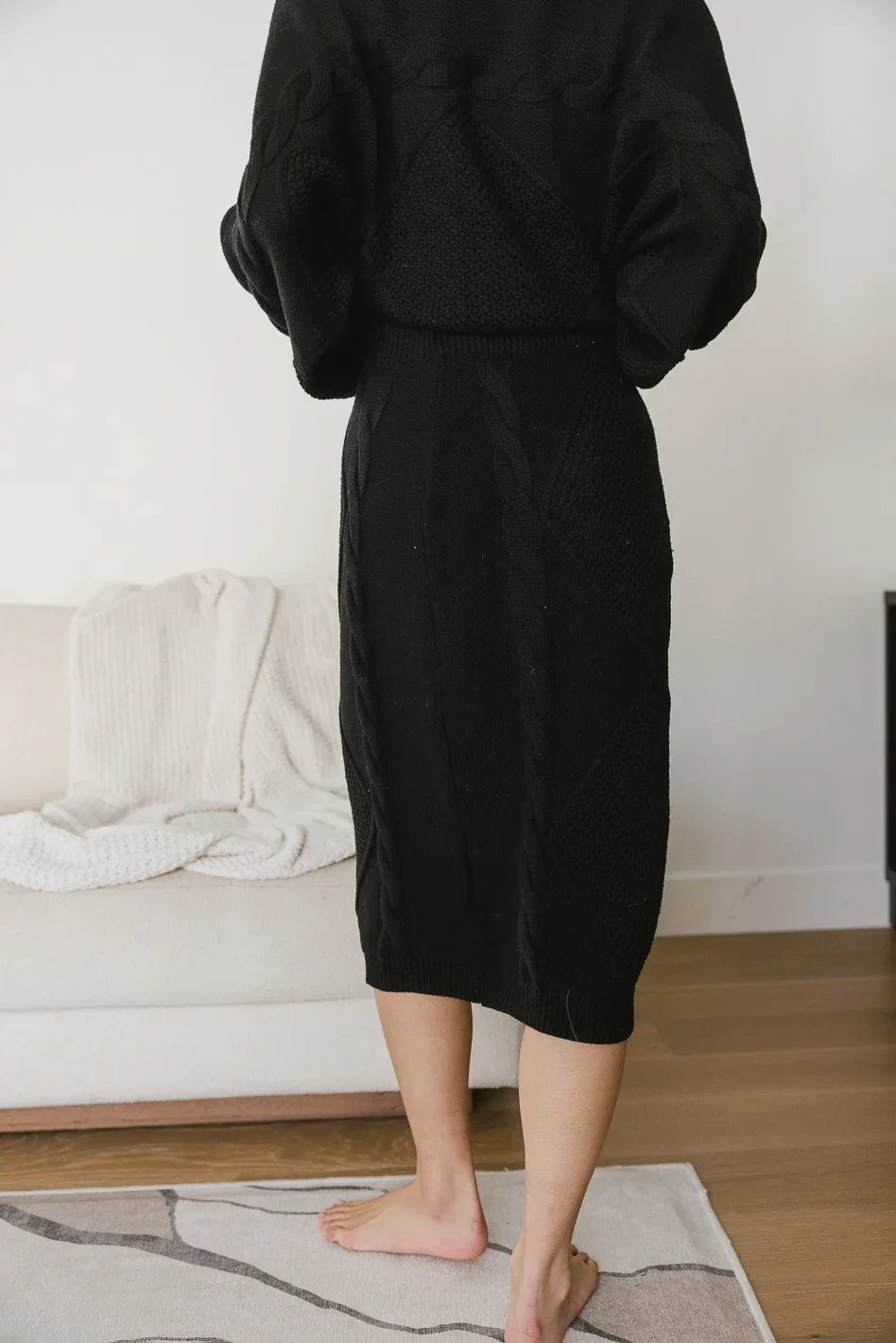 Lilly Cable Knit Skirt in Black - FINAL SALE - Image 3