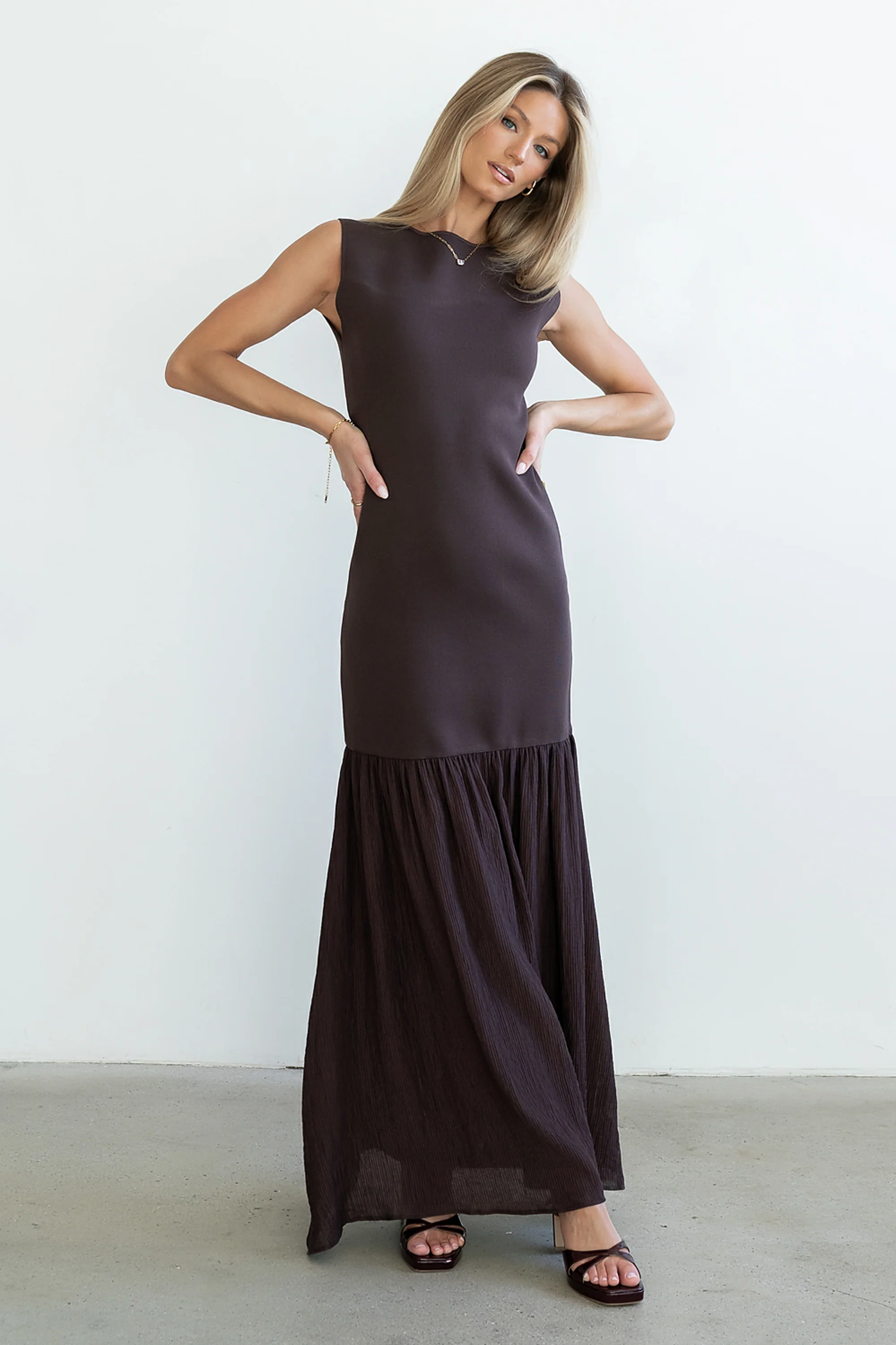 Lindsey Mermaid Maxi Dress in Brown - FINAL SALE - Image 2