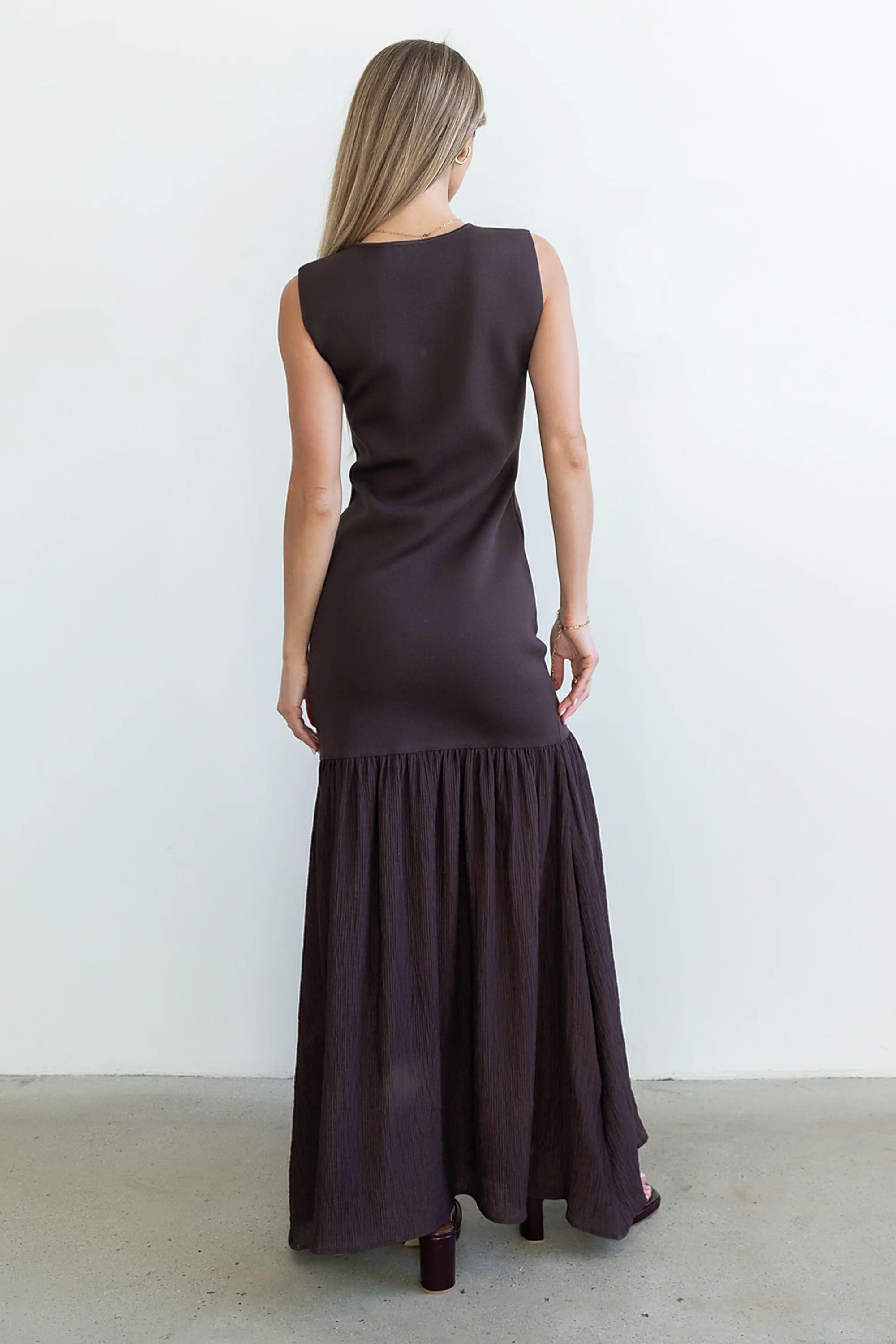 Lindsey Mermaid Maxi Dress in Brown - FINAL SALE - Image 3