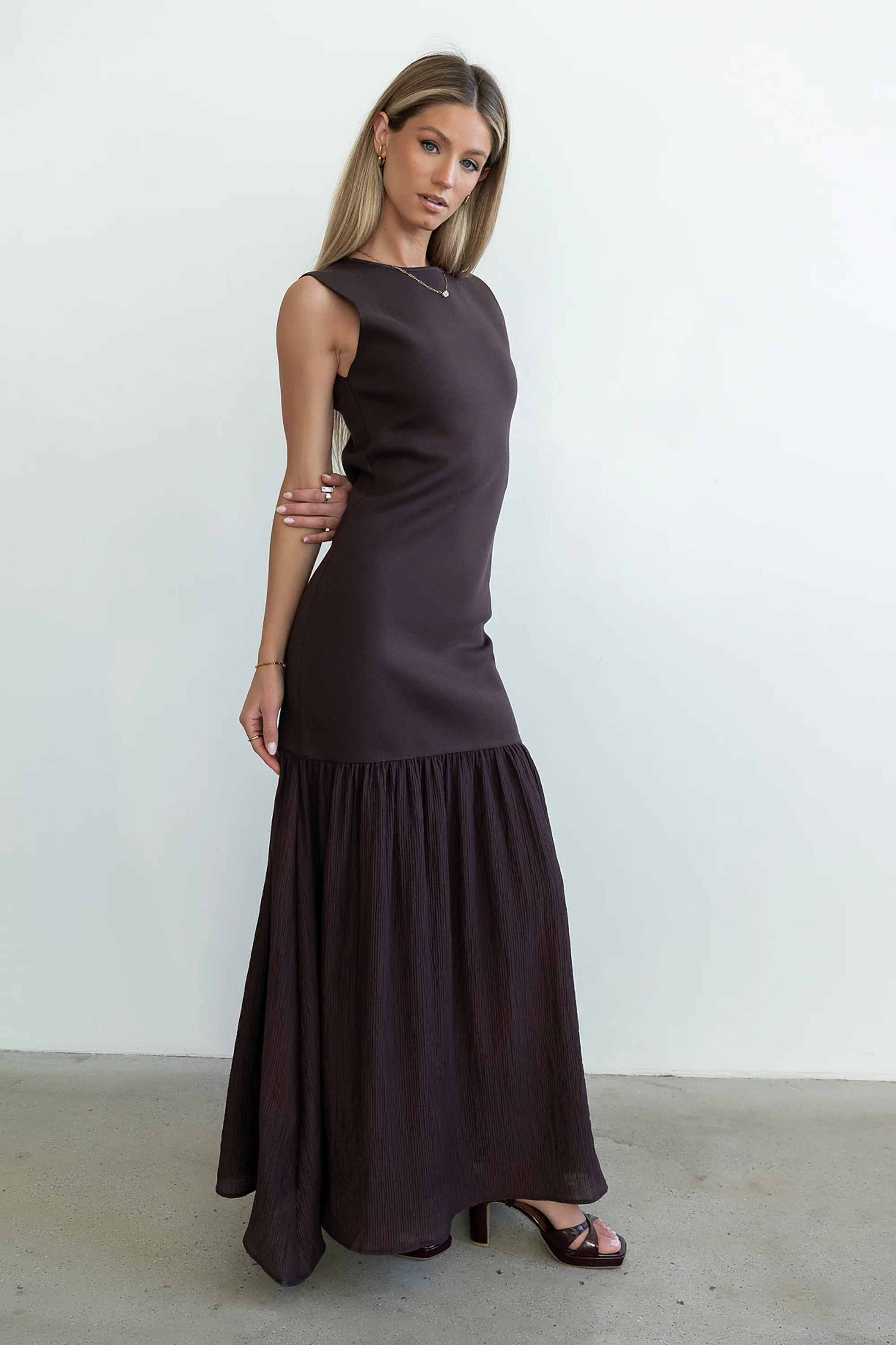 Lindsey Mermaid Maxi Dress in Brown - FINAL SALE - Image 4