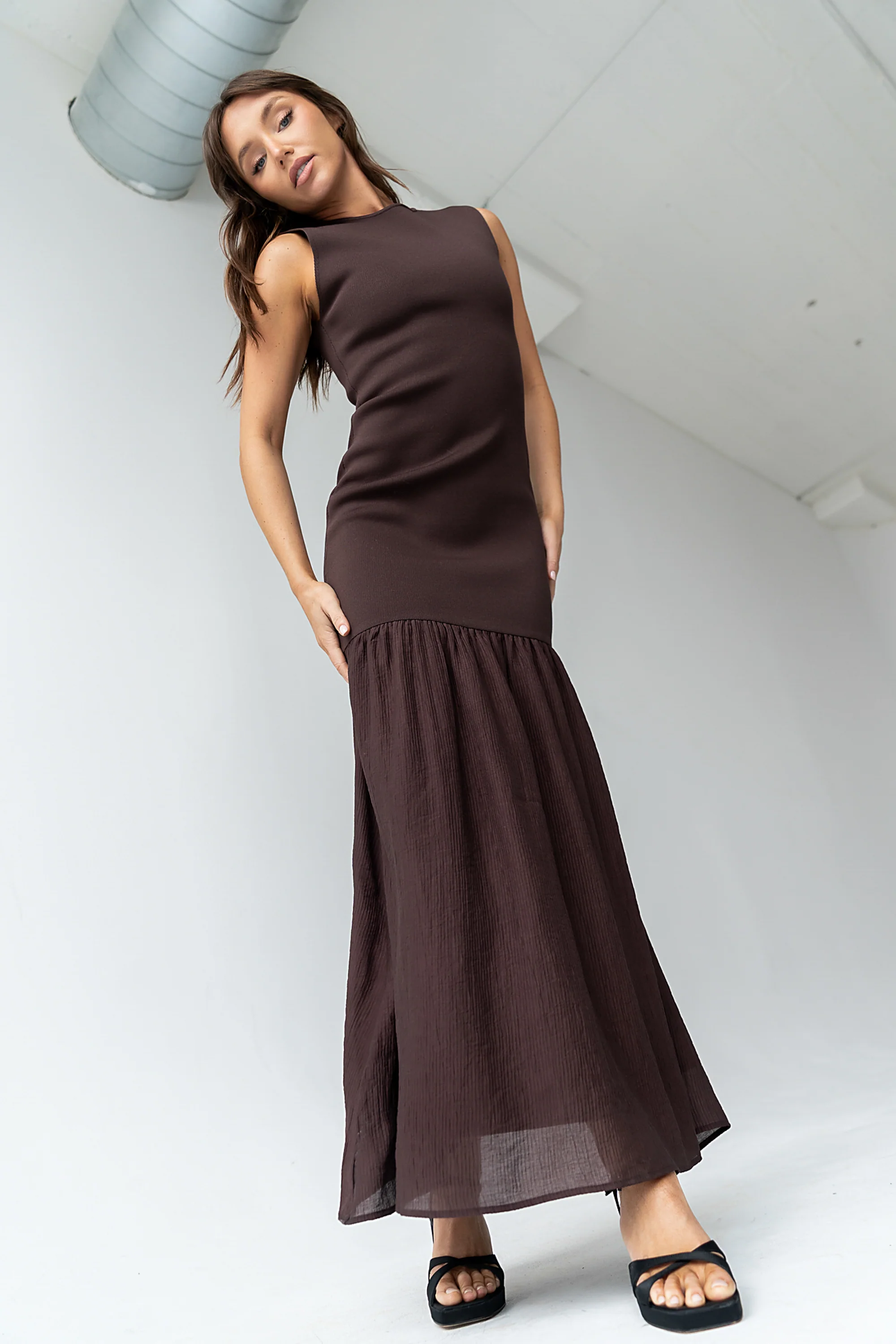 Lindsey Mermaid Maxi Dress in Brown - FINAL SALE - Image 6