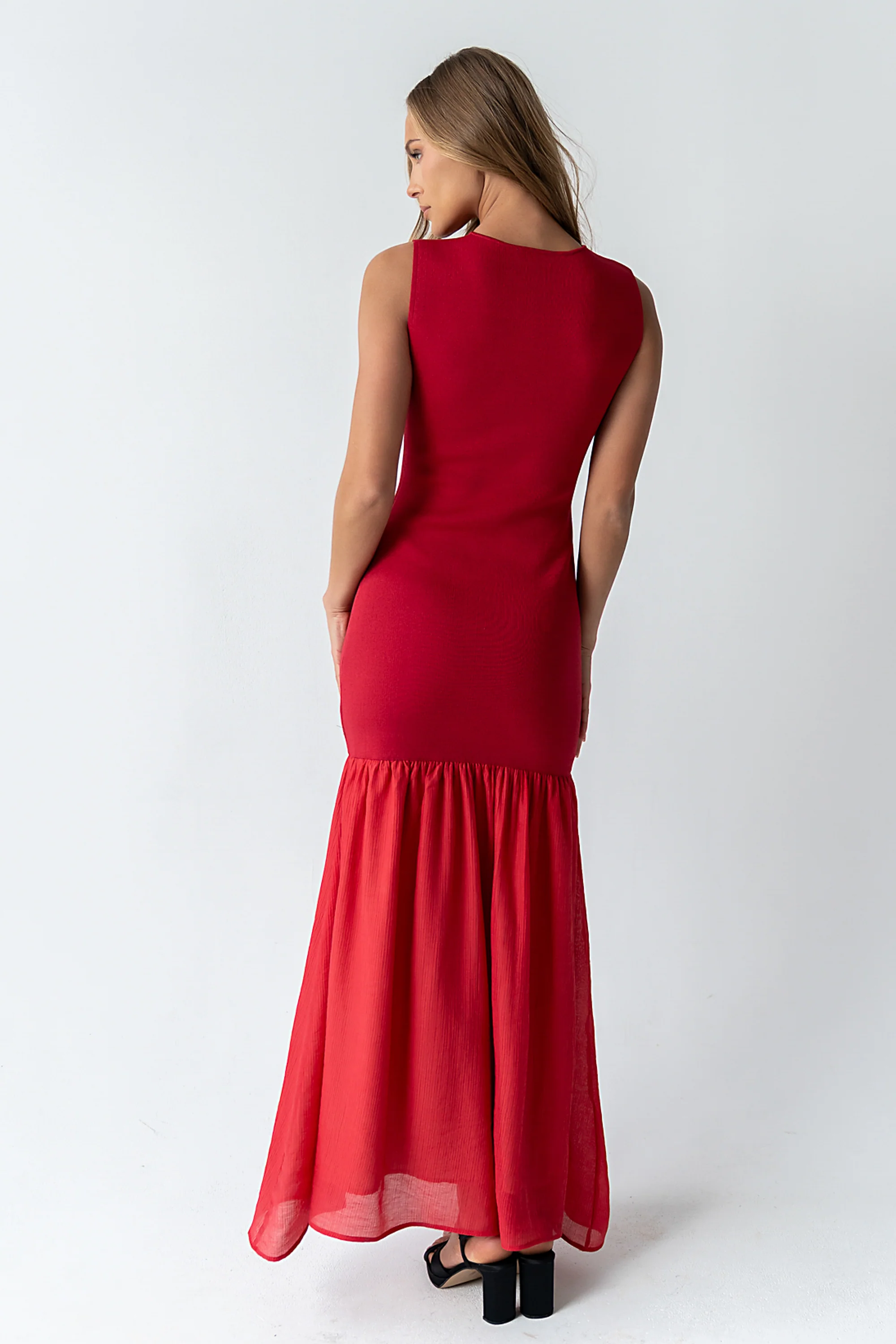Lindsey Mermaid Maxi Dress in Red - Image 2