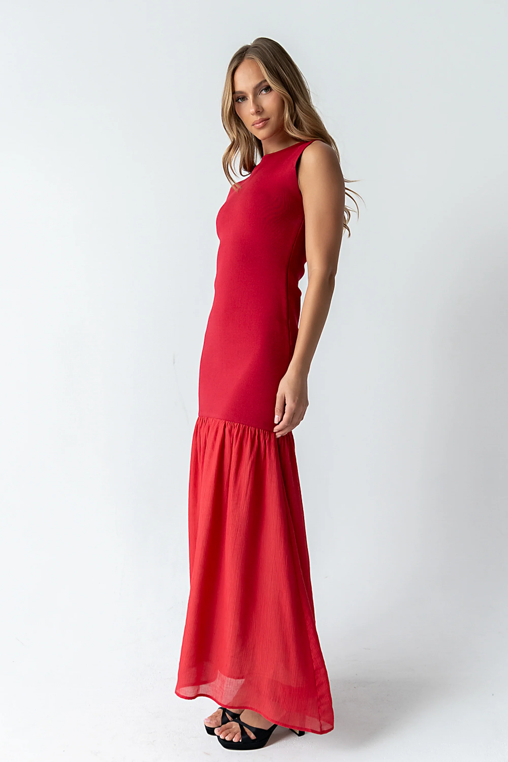 Lindsey Mermaid Maxi Dress in Red - Image 6