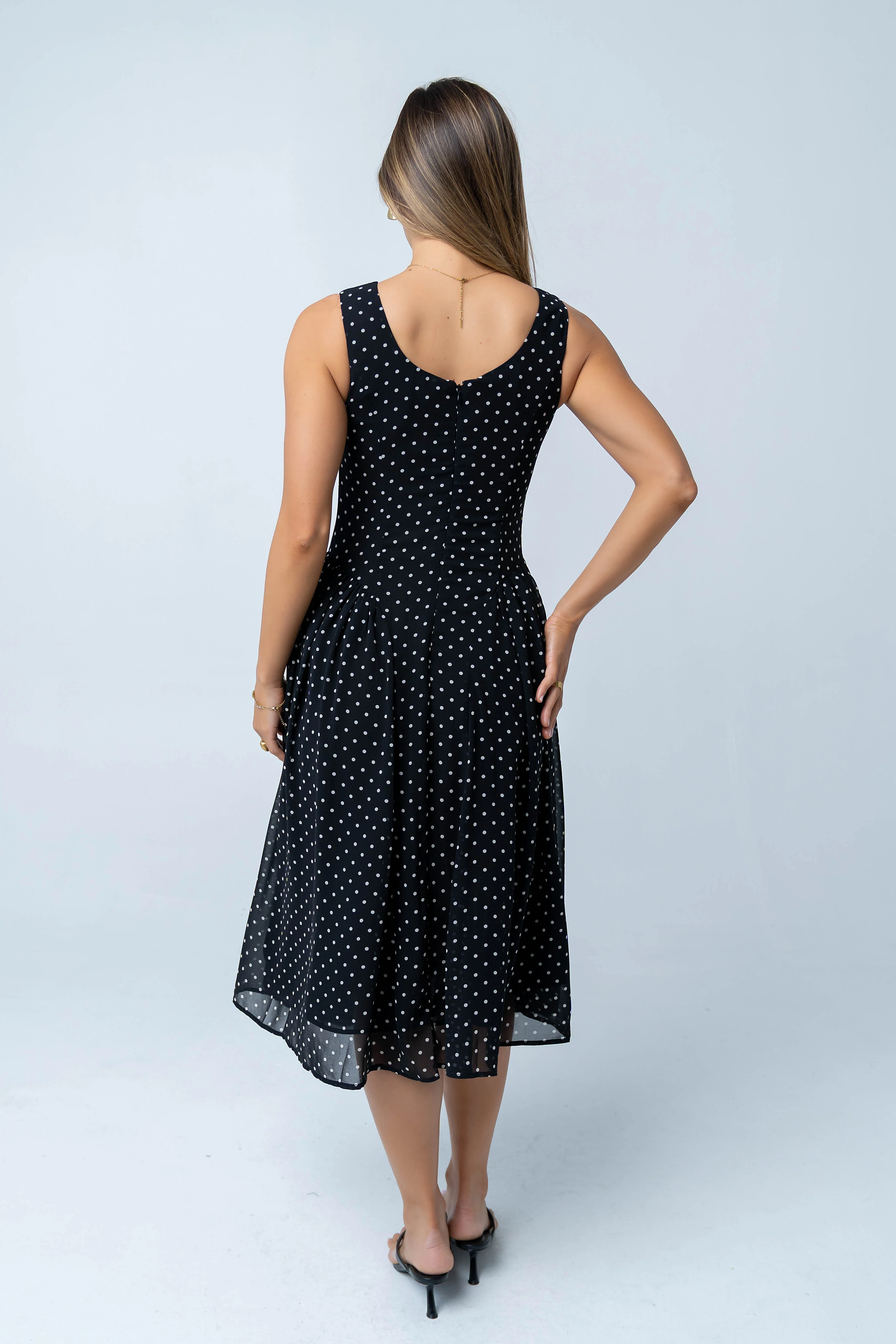 Liora Polka Dot Midi Dress - Image 3
