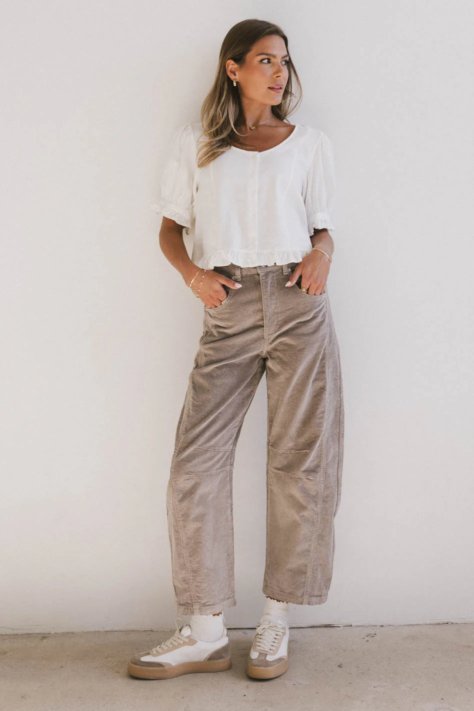 Lisette Barrel Jean in Tan Courduroy - FINAL SALE - Image 2