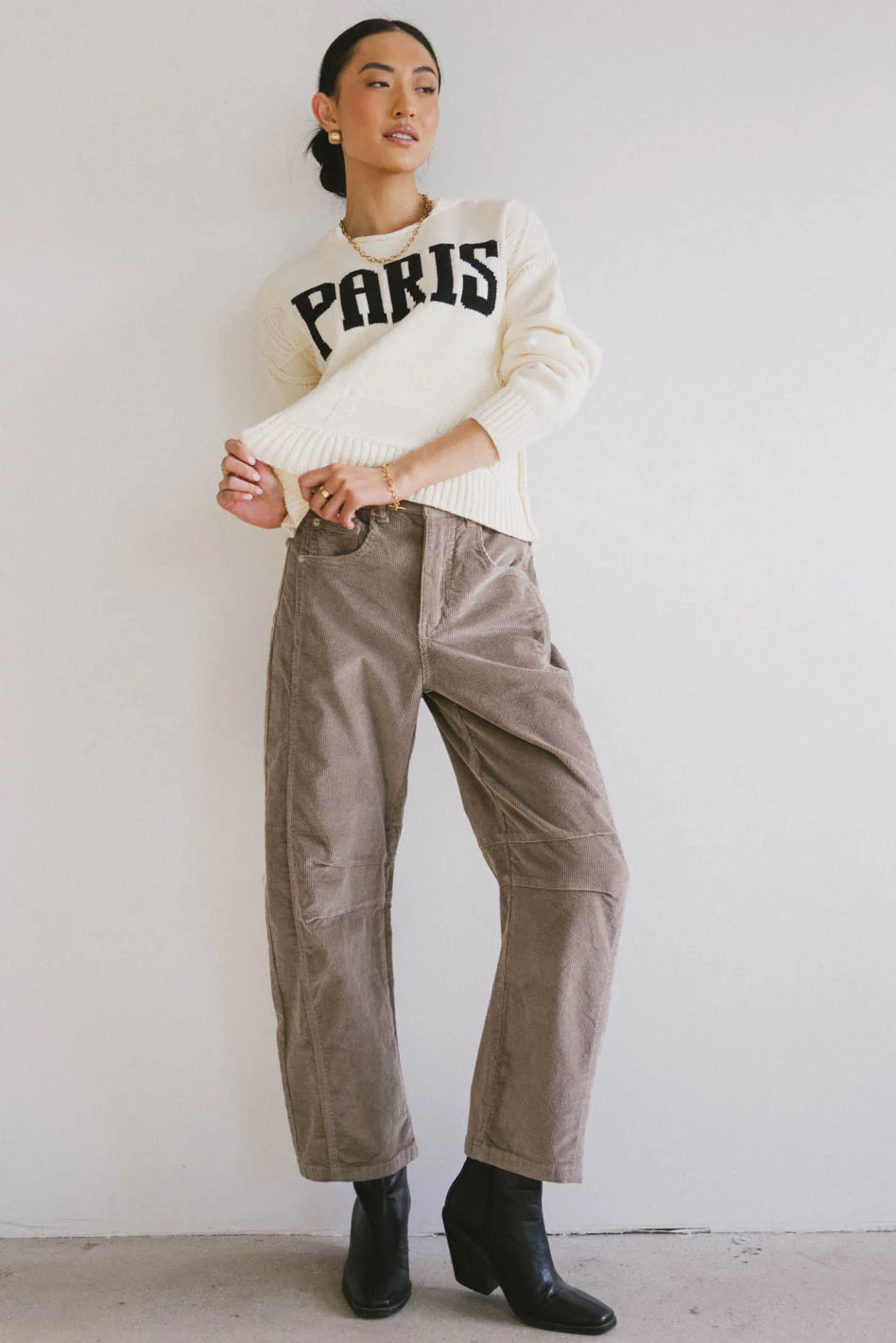Lisette Barrel Jean in Taupe Corduroy - FINAL SALE - Image 2