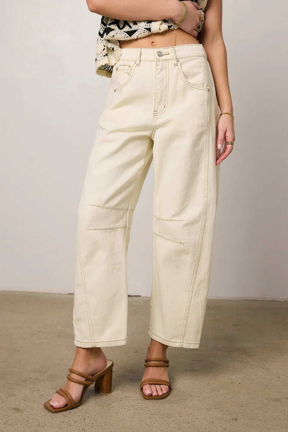 Lisette Barrel Jeans in Cream - FINAL SALE - Image 8