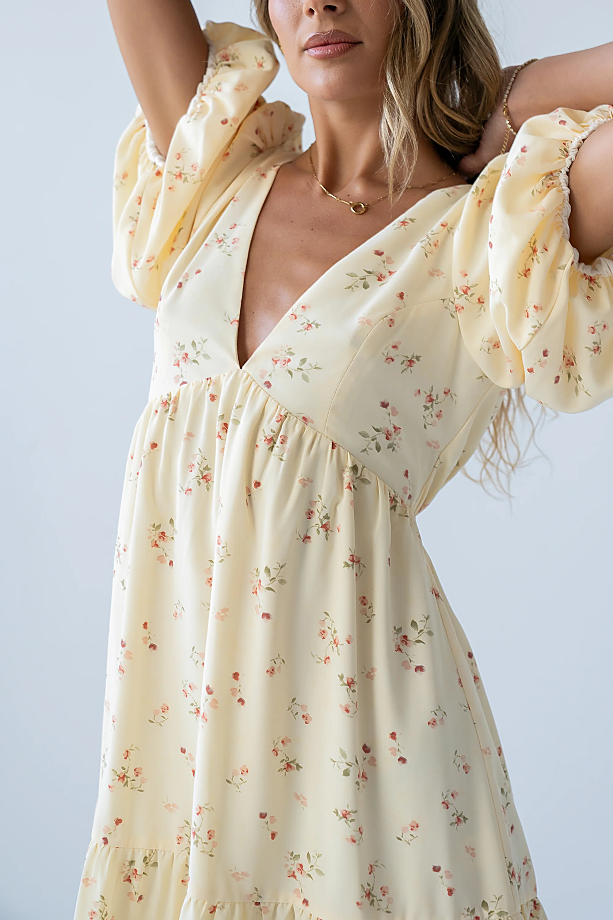 Lizzy Floral Mini Dress in Yellow - FINAL SALE - Image 5