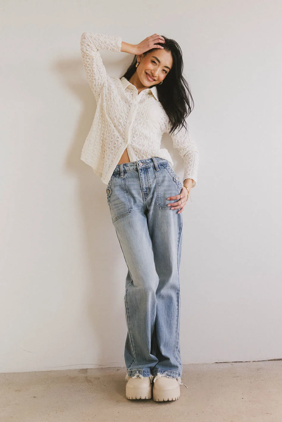 Lockie Lace Button Up in Cream - FINAL SALE - Image 2