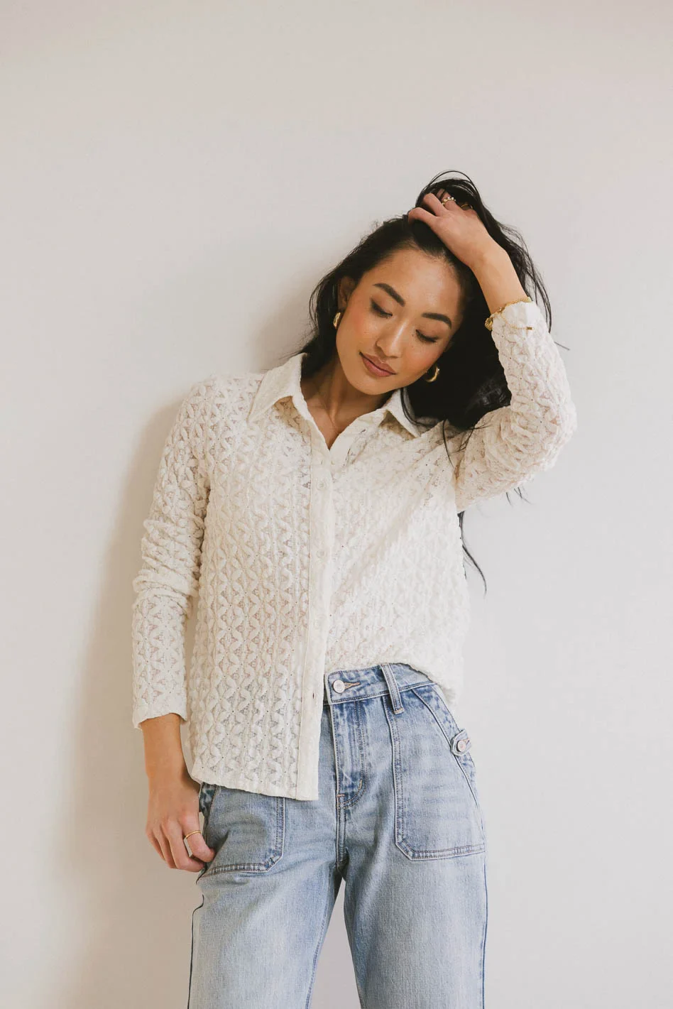 Lockie Lace Button Up in Cream - FINAL SALE - Image 4