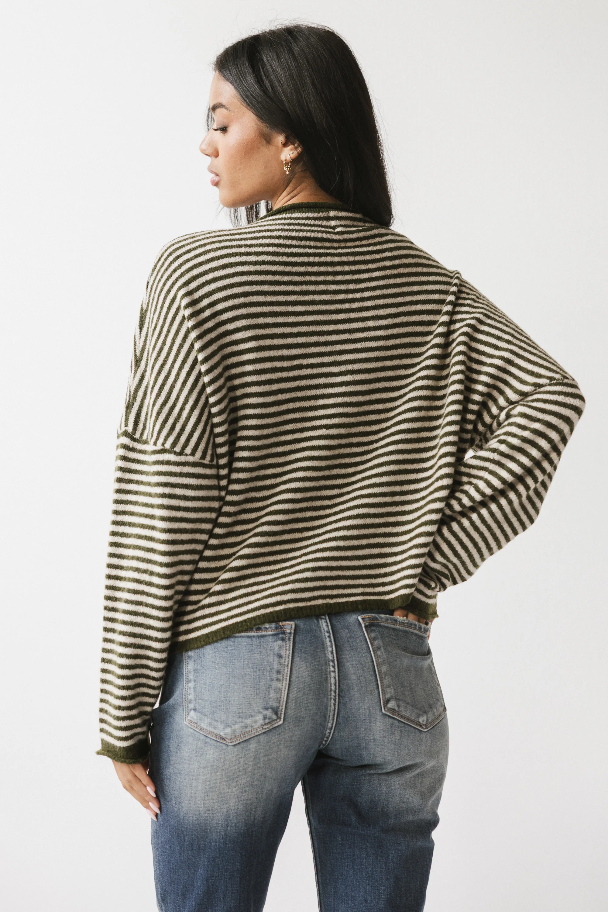 Lola Striped Sweater in Olive - Image 3