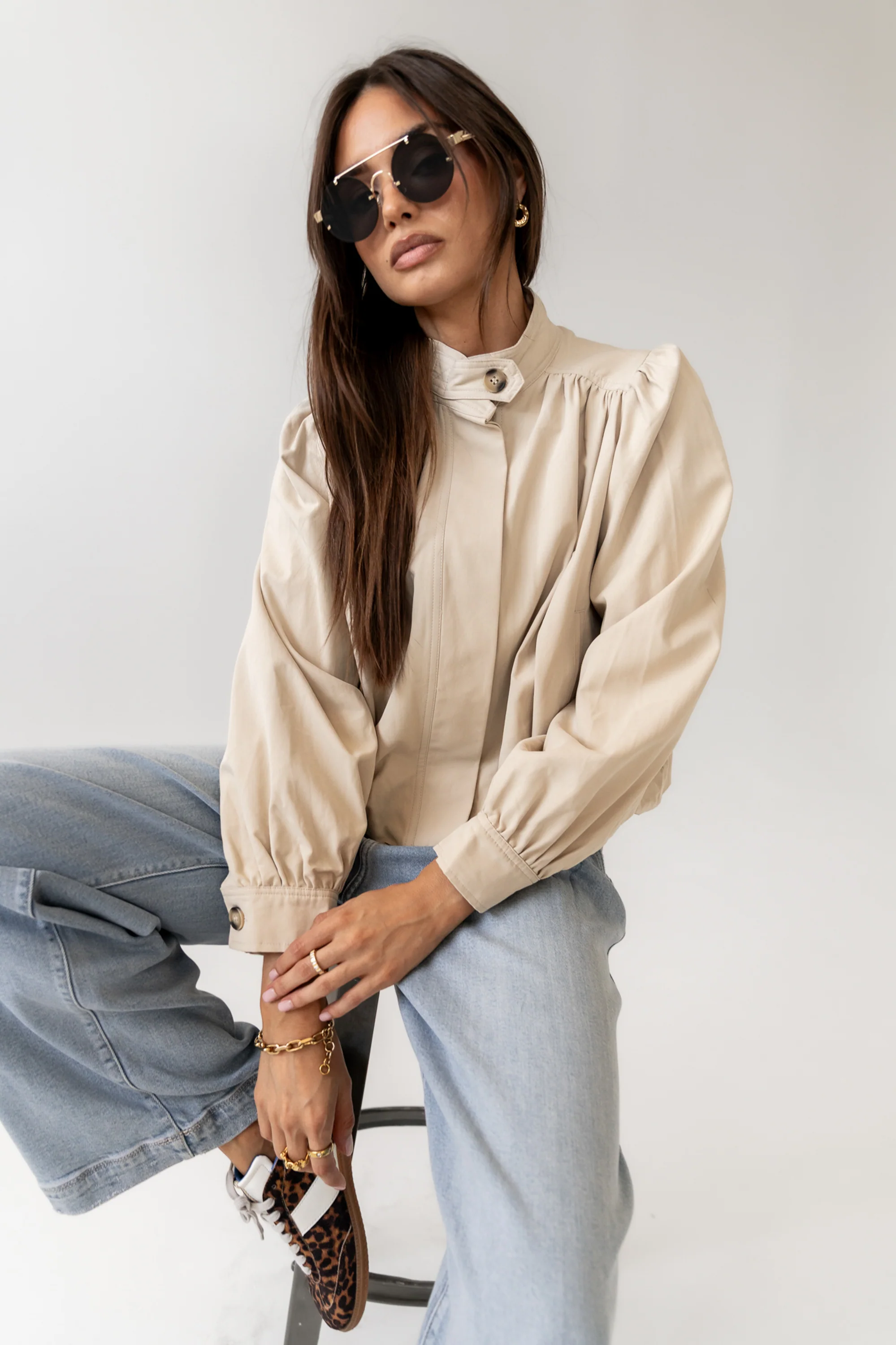 Londyn Bubble Jacket in Tan - Image 4