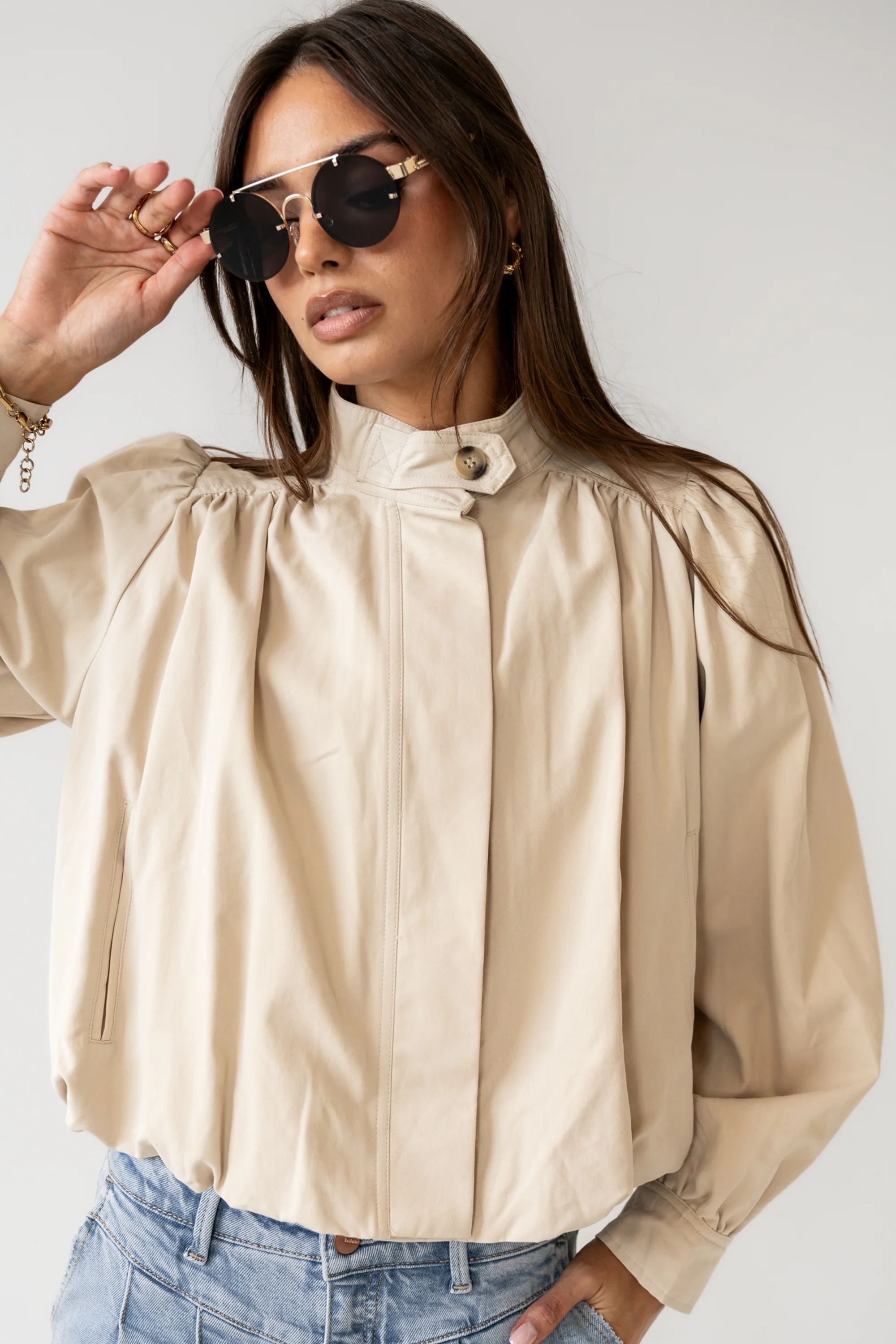 Londyn Bubble Jacket in Tan - Image 5