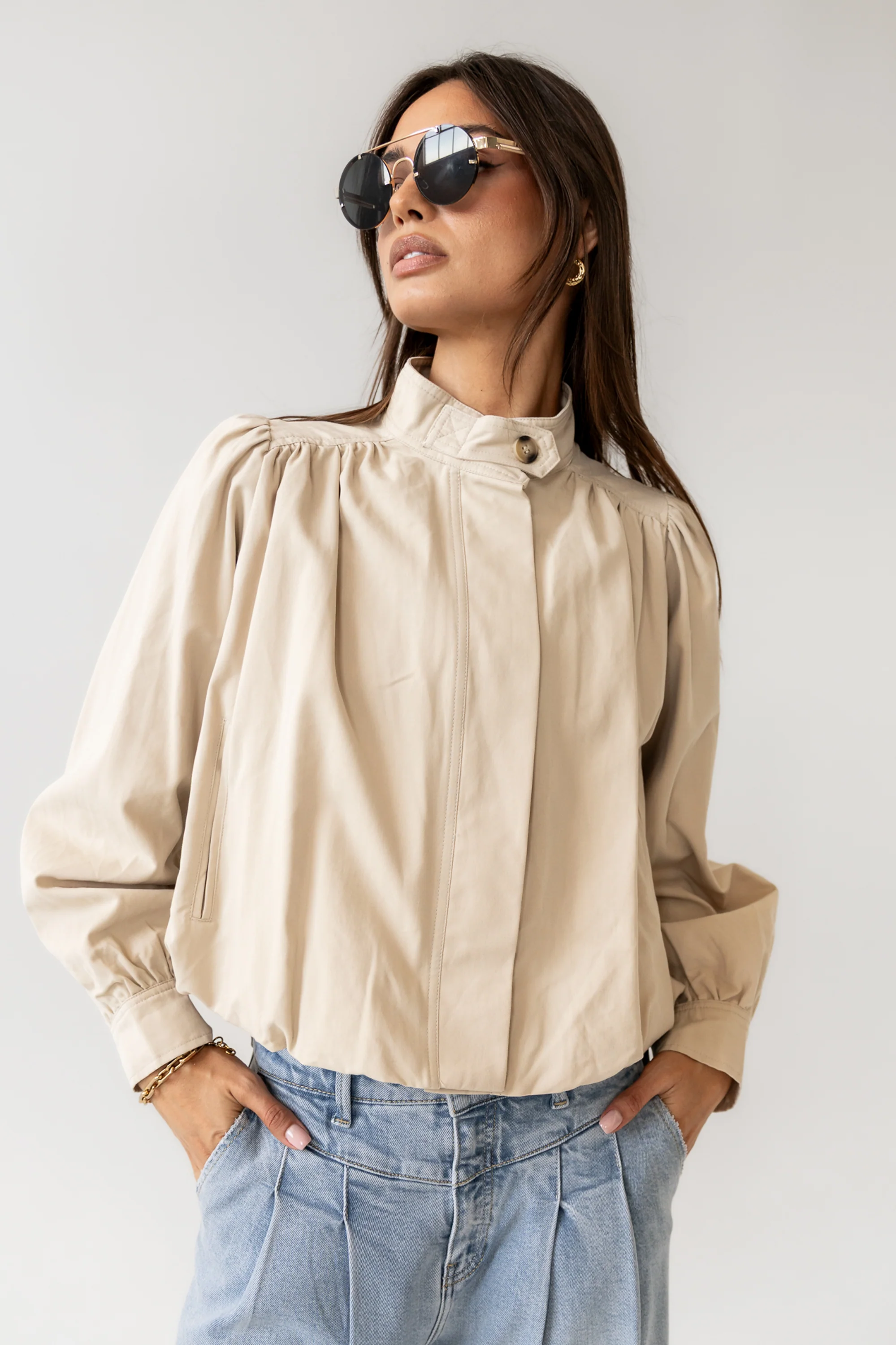 Londyn Bubble Jacket in Tan - Image 8